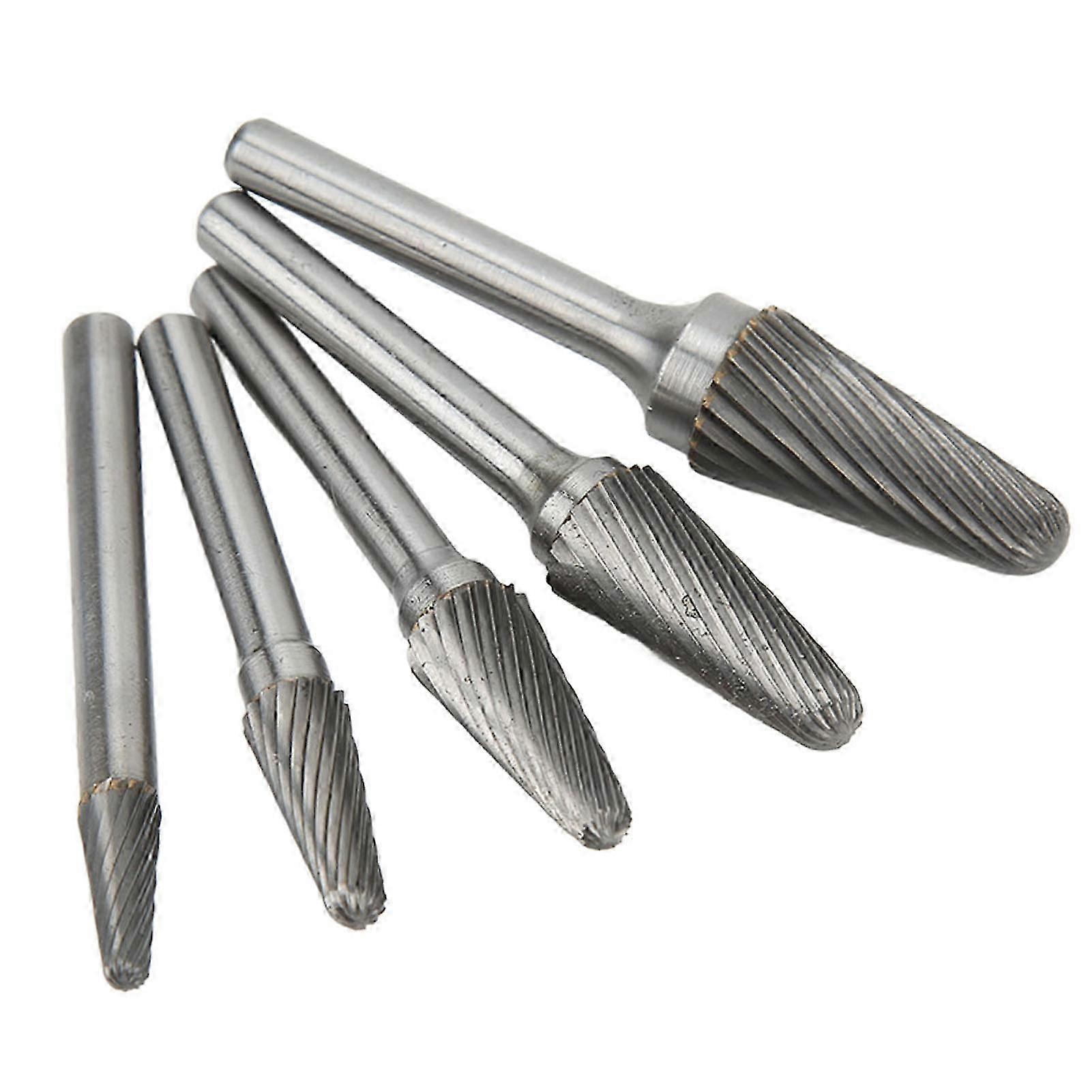 Carbide Burrs Set Single Cut Rotary Files Bits 6mm Shank for Metal and Wood Carving Cleaning