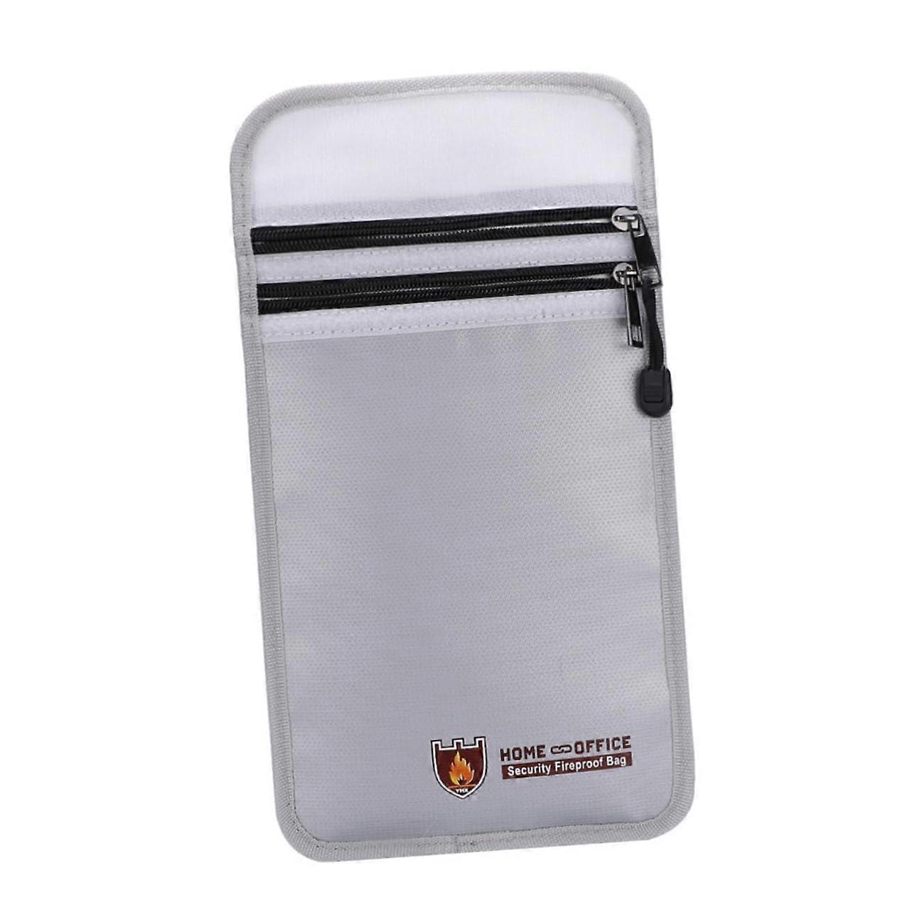 Fireproof briefcase, fireproof bag, zipper document case, file holder, silver.