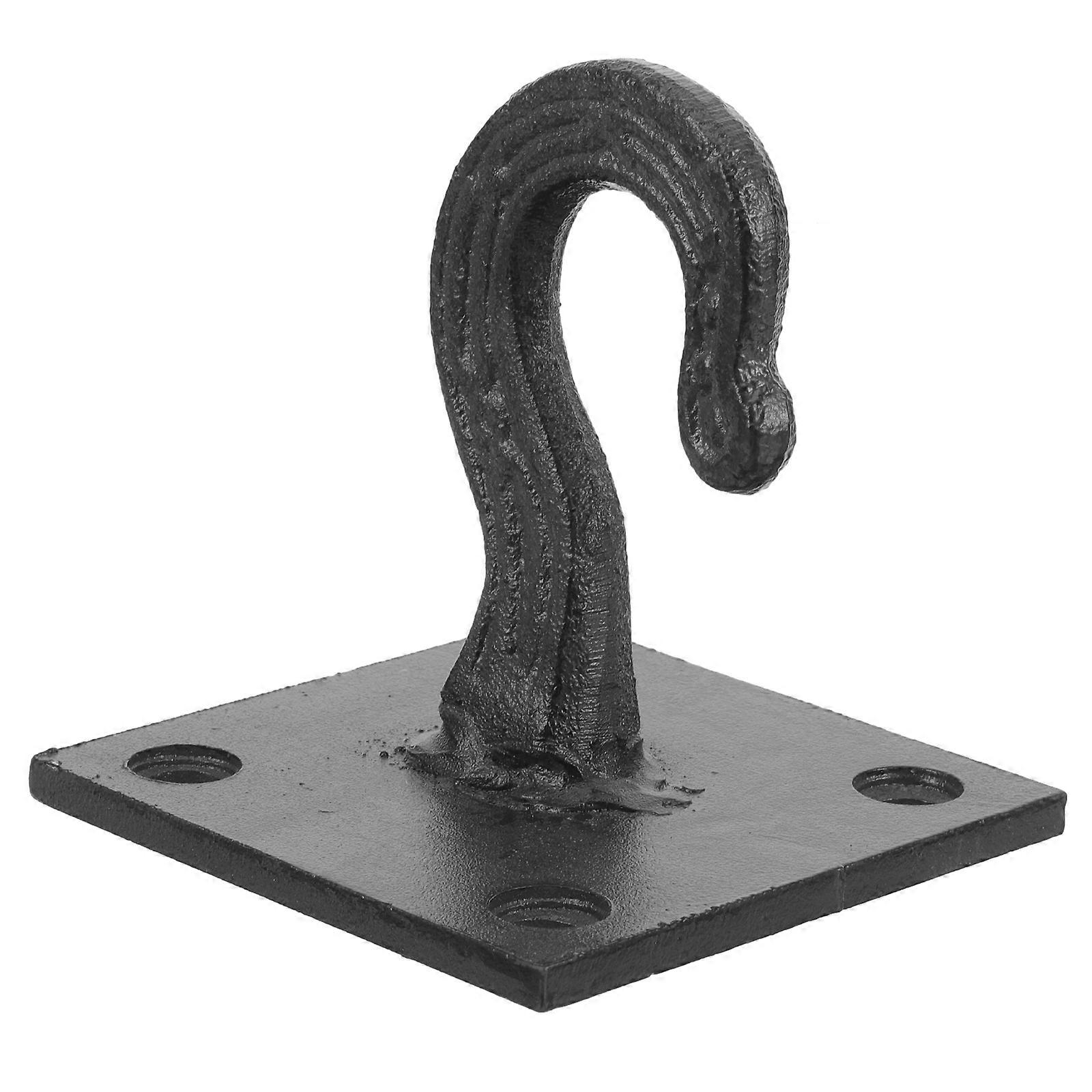 Ceiling Hooks For Hanging Lights Heavy Duty Hook Square Backplate Curved Hook Iron Material Indoor Use 1Pack