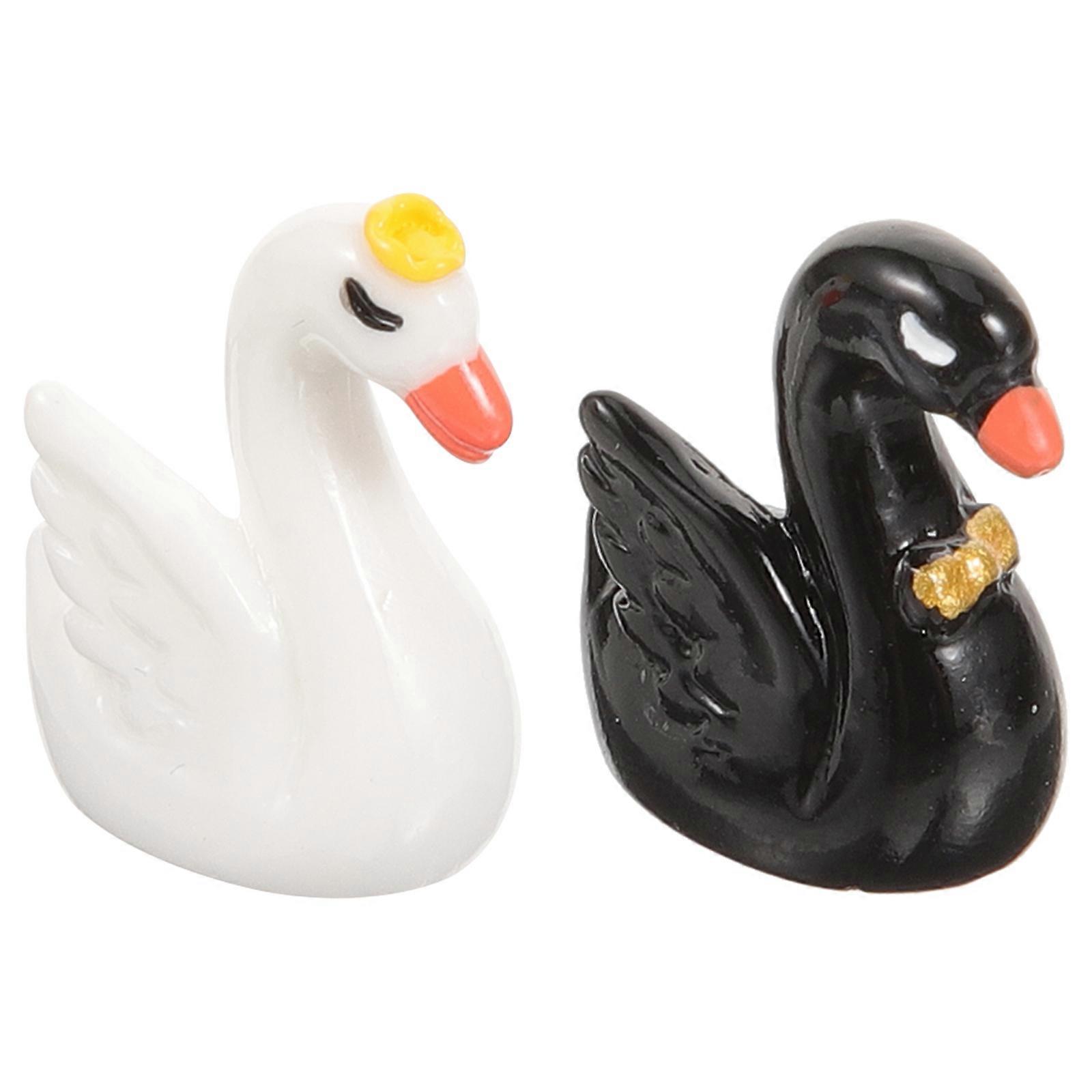 Garden Layout Swan Decor Small Swan Model Aquarium Decoration 2Pcs Concise Design