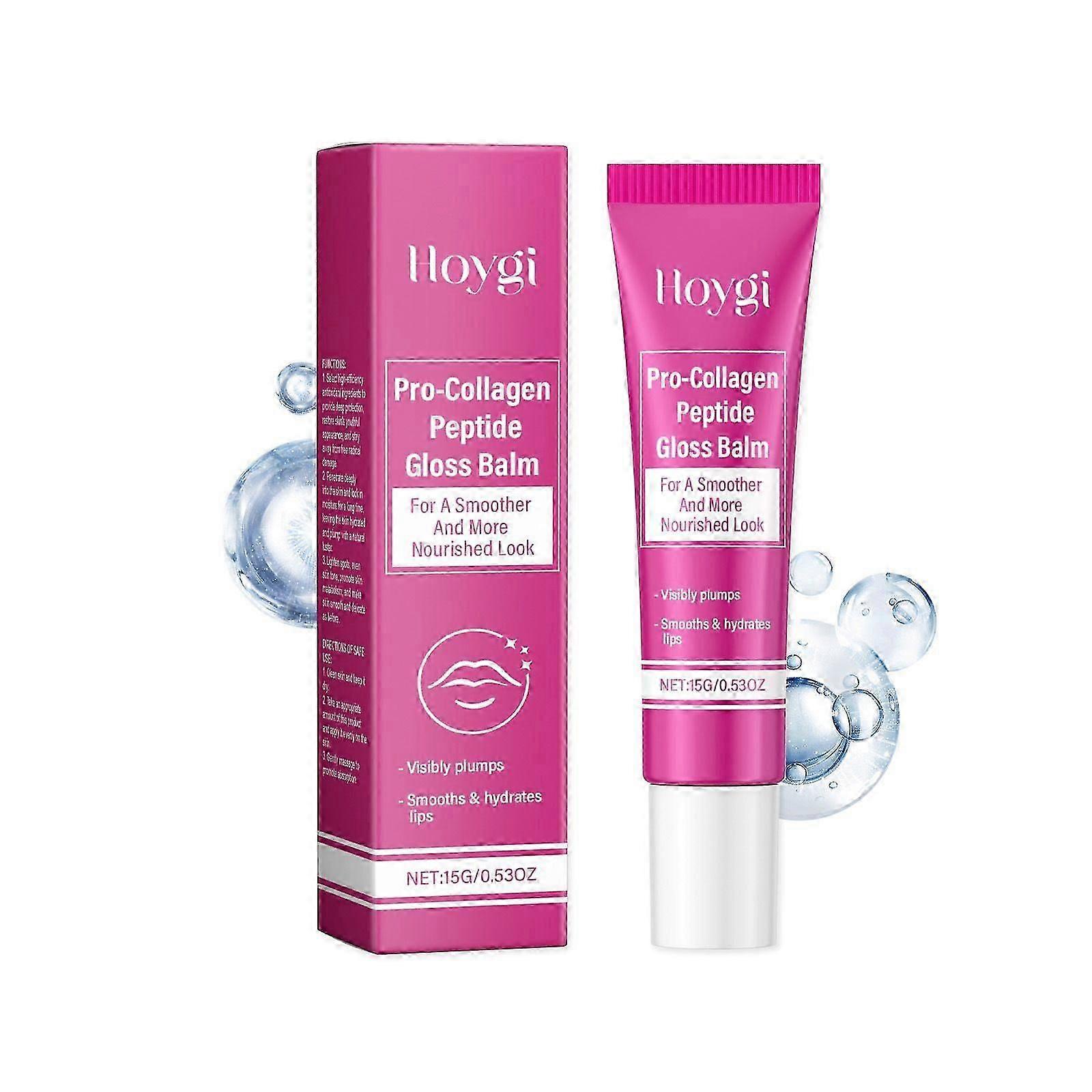 بلسم ملمع الشفاه Pro-Collagen Peptide ، ممتلئ ومرطب للشفاه ، يرطب وينعم الشفاه ، لمسة نهائية شفافة ولامعة لشفاه ممتلئة ، 15 جم ، وردي