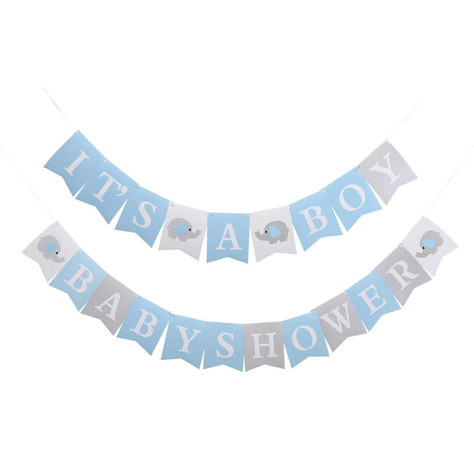 Party Backdrop Elephant Baby Shower Banner Baby Shower Party Assorted Color Rectangular Cards Decoration 1Set