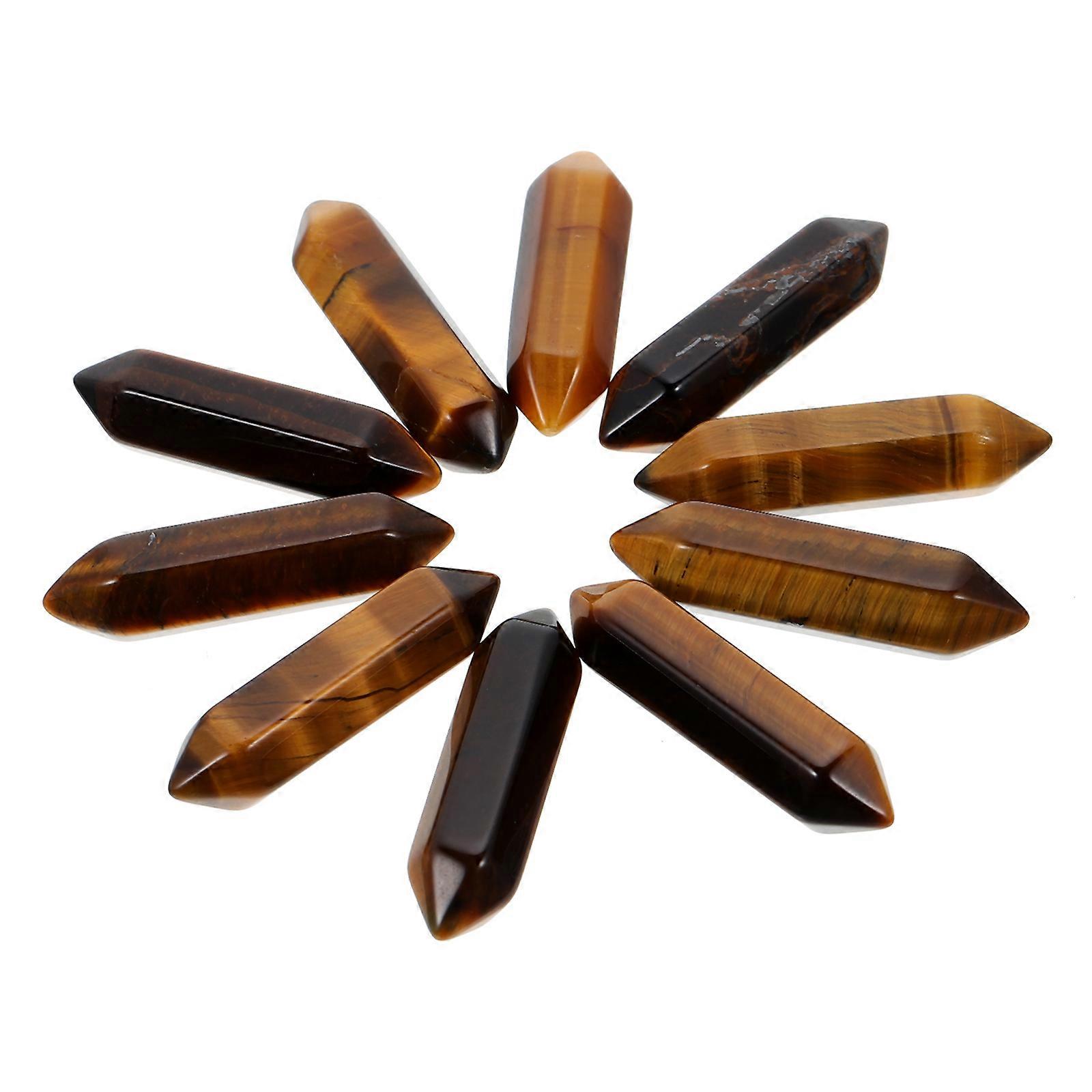 Tiger's-Eye Tumbled Stones Yoga Classrooms Hexagonal Columns Collectors 10Pcs
