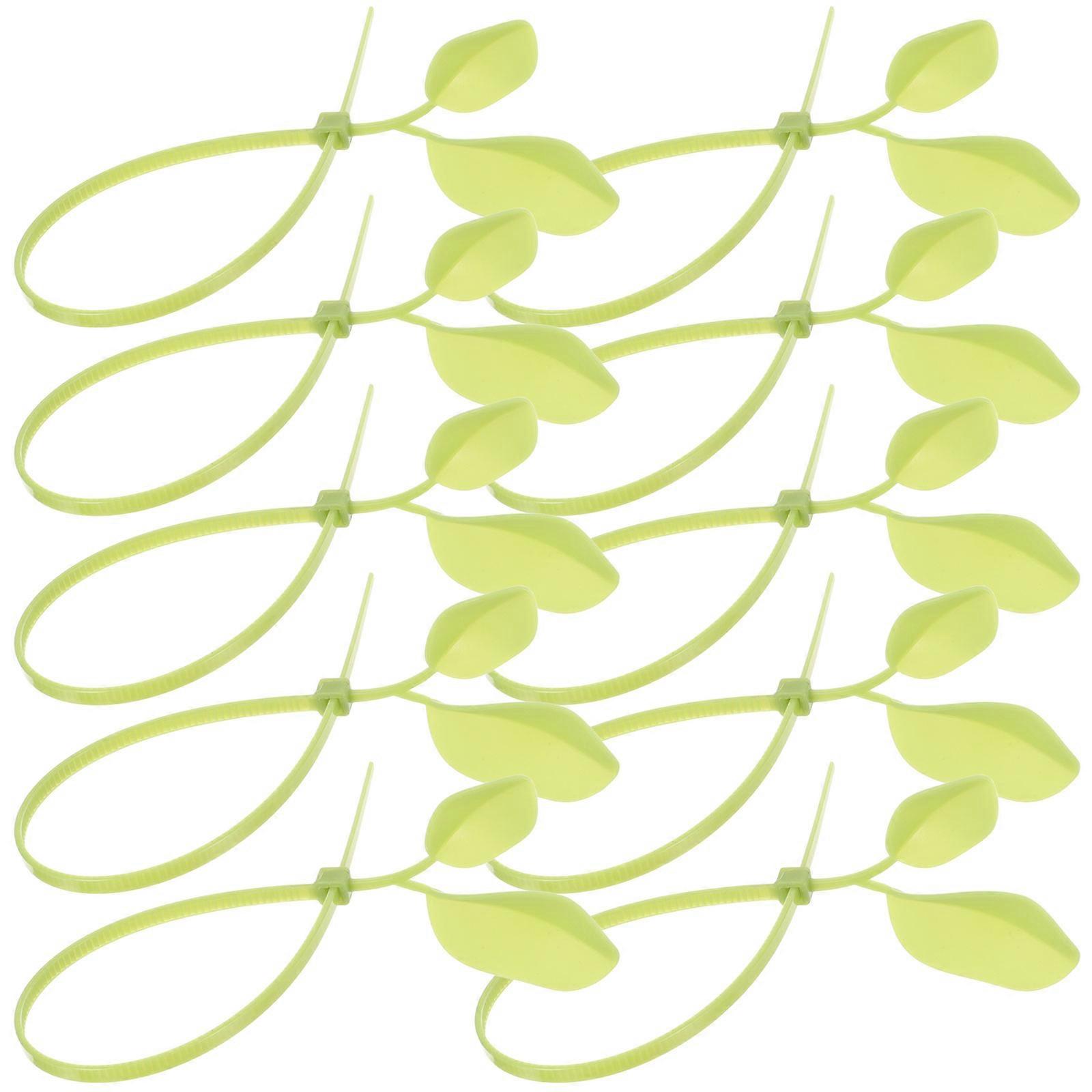 Garden Cable Ties Leaf Shaped Green Stem Support For Gardening 19x4CM 100Pcs