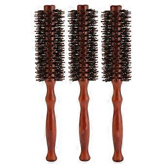 3pcs Runde Haarbürste Hochtemperaturbeständige Runde Locken Styling Haarbürste Holzgriff für Home SalonYMMR)