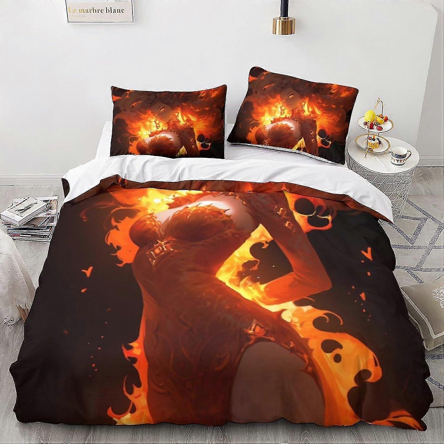 Fantasy Bedding Set with 3 Pieces, Soft Microfiber 3D Anime Pattern Quilt Cover and Pillow Cases