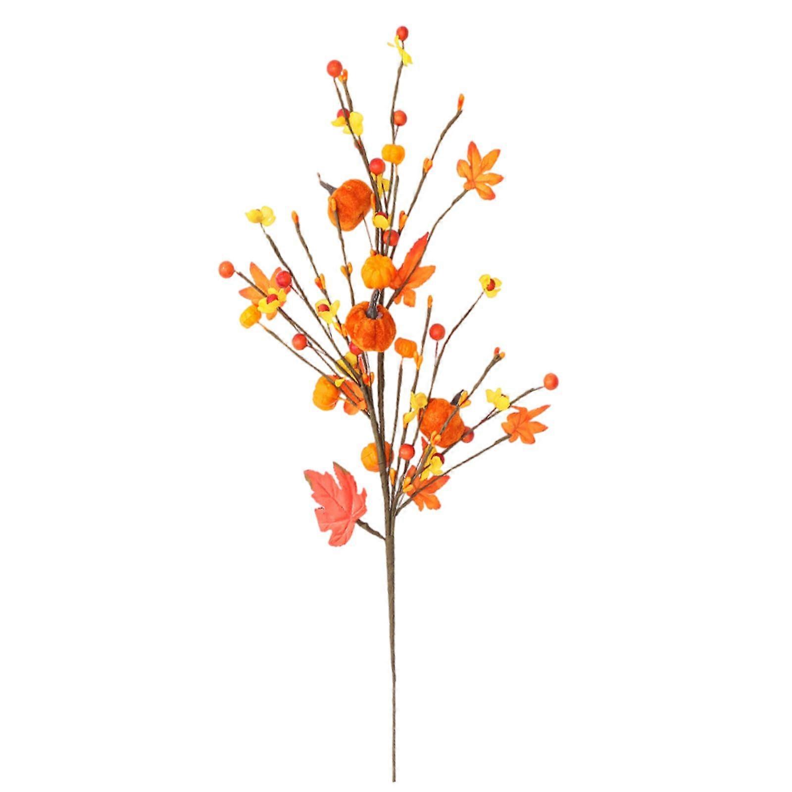 Artificial Leaf Stems with Pumpkins for Thanksgiving and Halloween Decor, Fall Centerpieces, Table Decorations