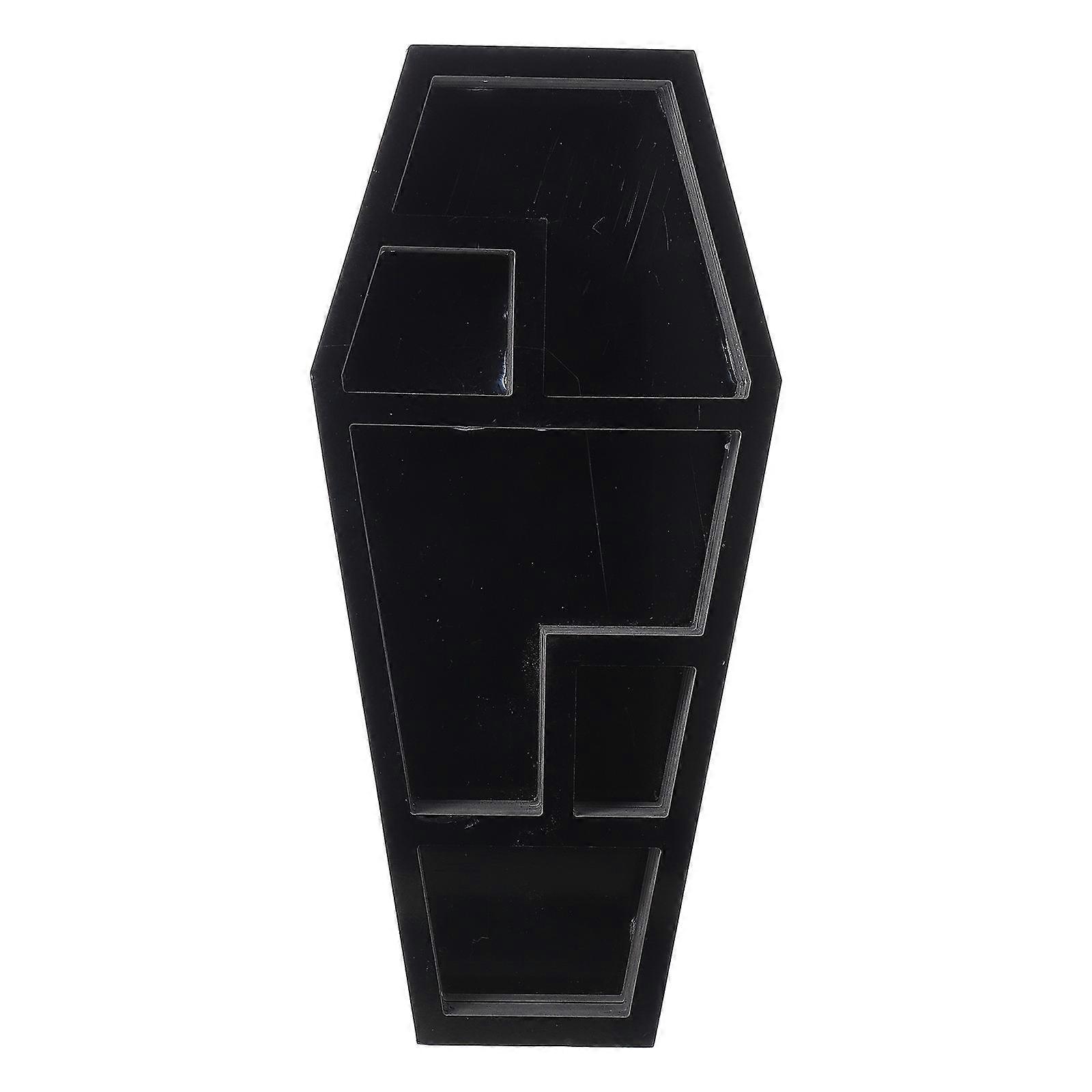 Plastic Gothic Coffin Rack Black Horror Ornament with Versatile Display Options for Decor