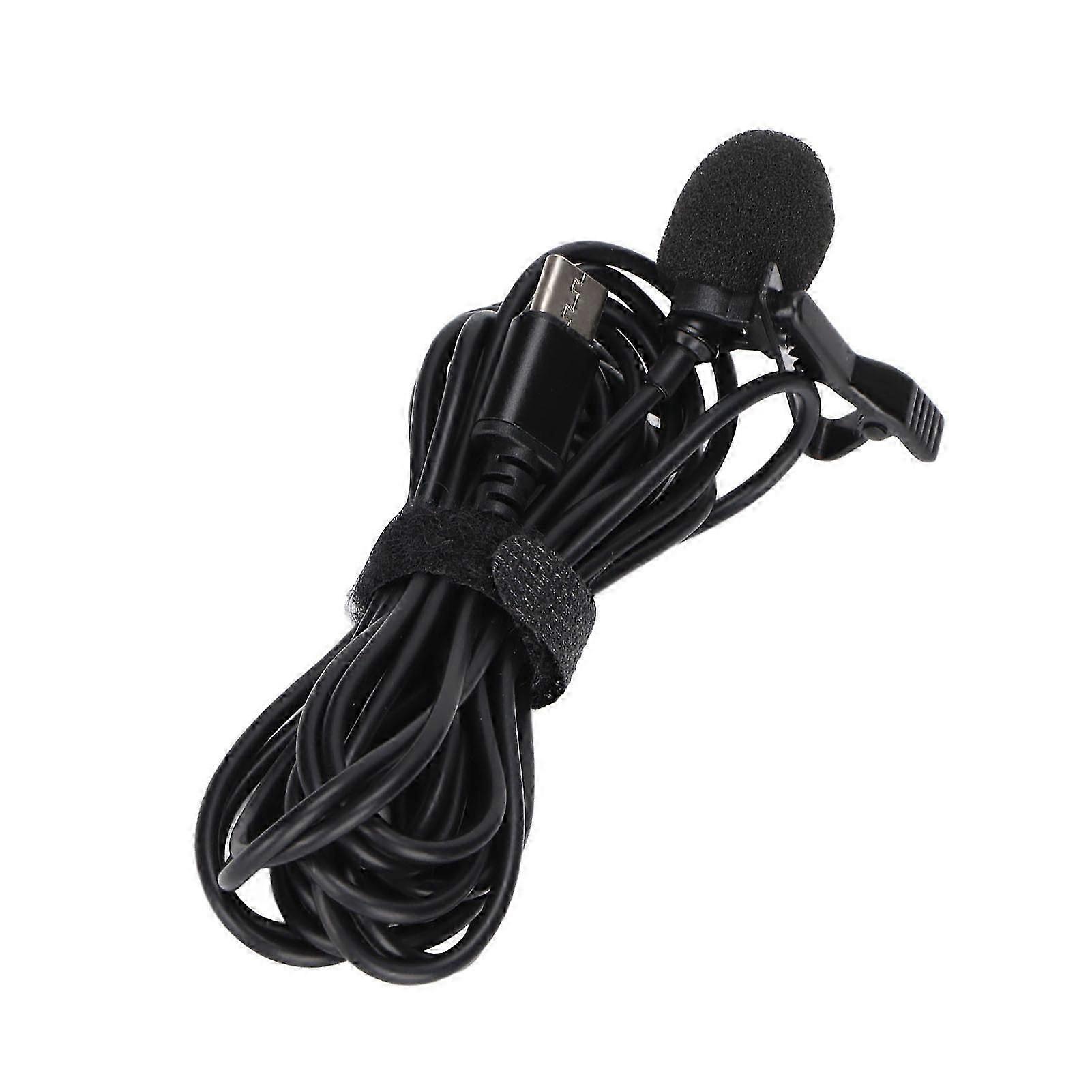 USB C Microphone External Lapel Clip Mic Compatible for Smartphone PC Camcorder Cameras
