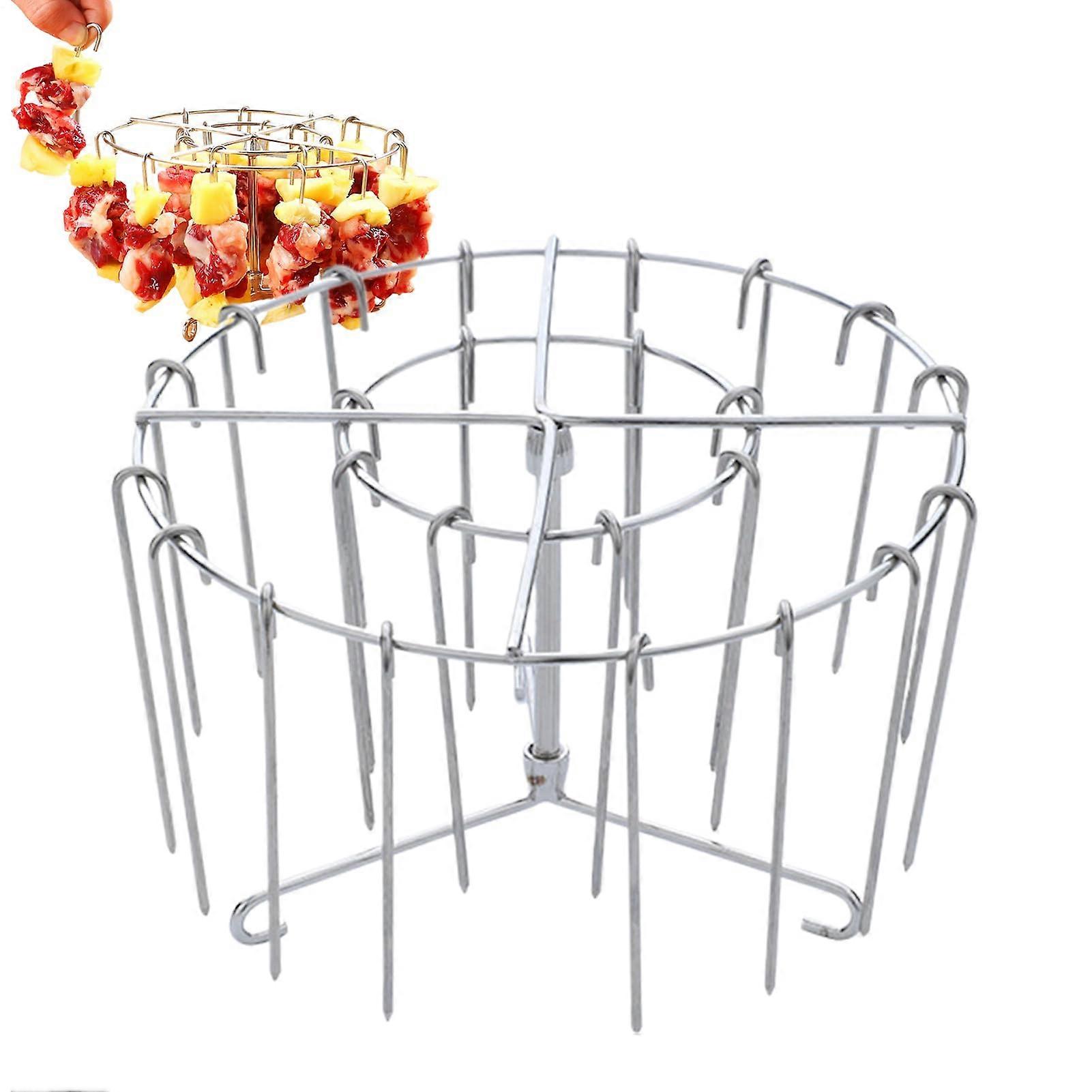 Frying basket attachment, grid made of stainless steel wire, skewer set for chicken, bacon  grilled dishes – for household grill  food preparation