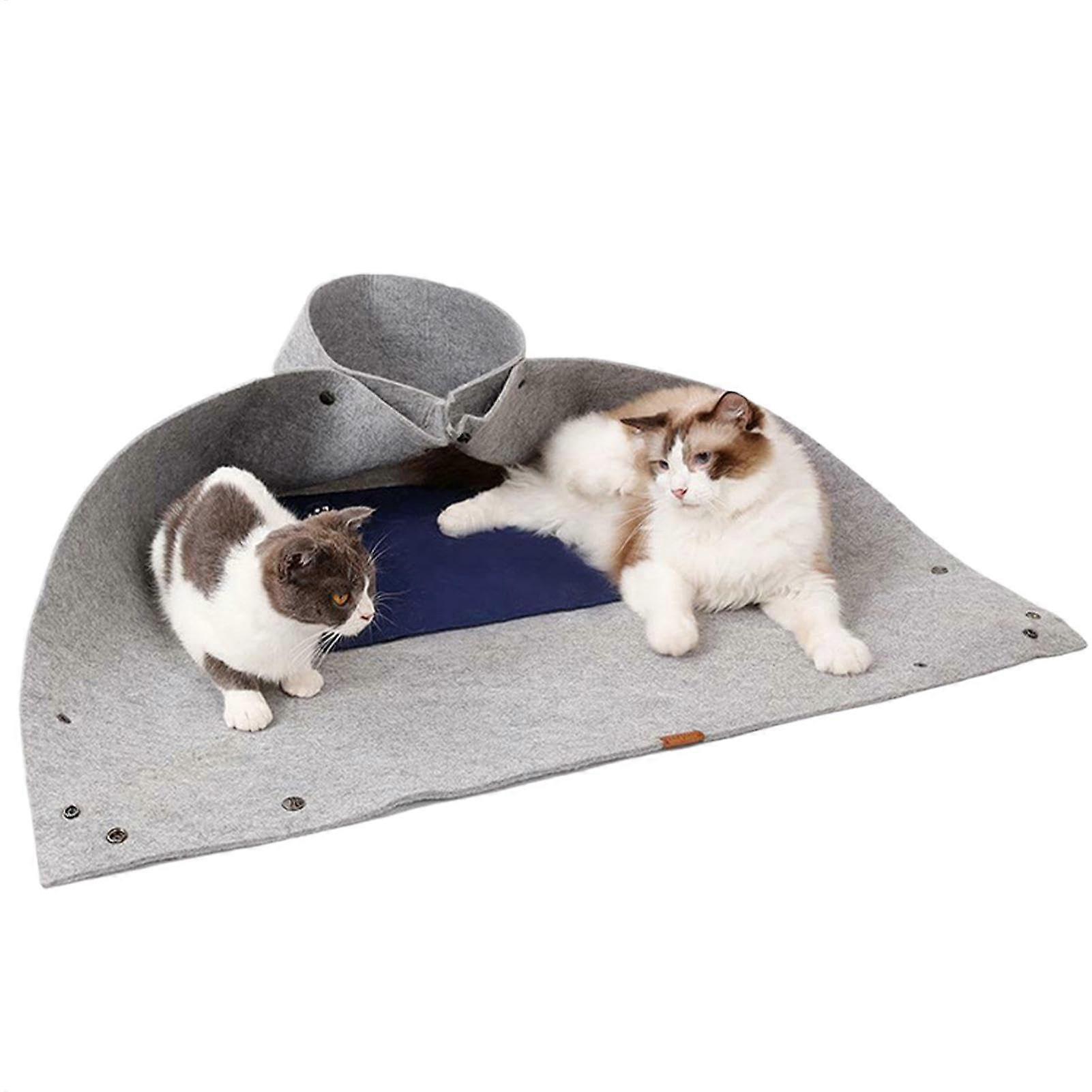 Cat Play Tunnel Box-Shaped Felt Tunnel Foldable Interactive Toy Ball Portable Gray Cat Playground For Small Cats