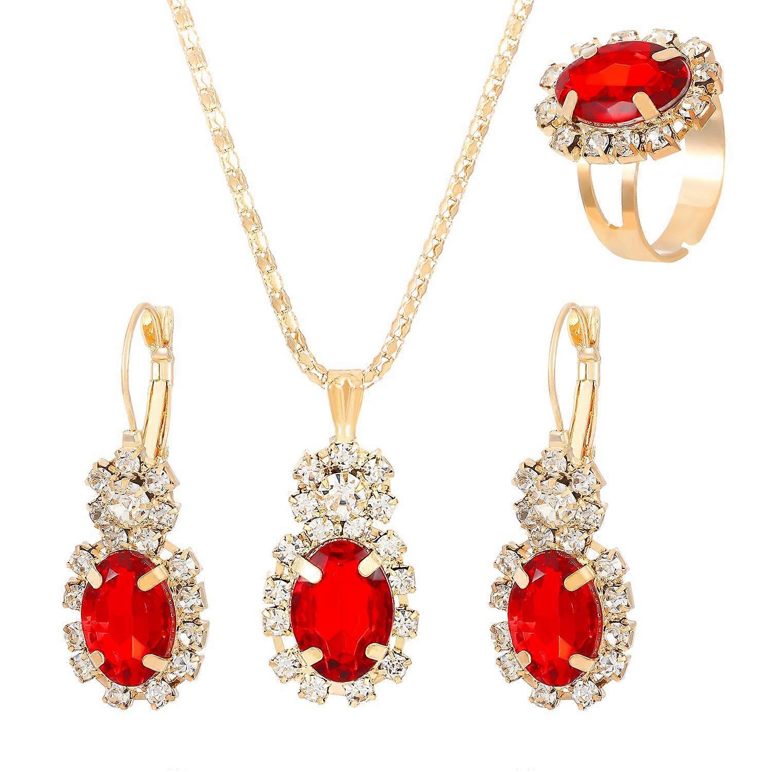 Rhinestone Jewelry Set Necklace Earring Ring Bridal