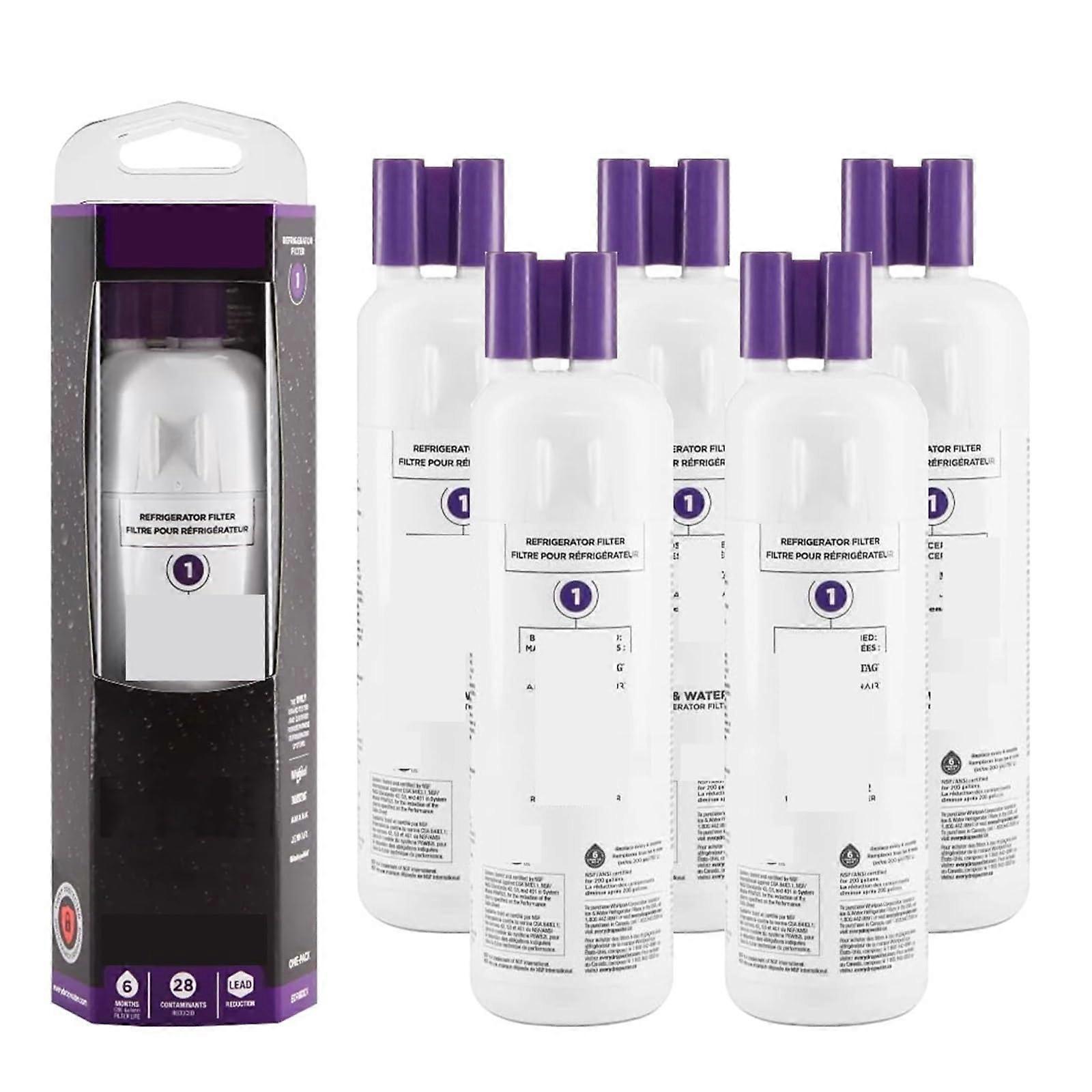 the refrigerator water filter, compatible with Whirlpool, EDR1RXD1, W10295370A, 9081, dropin filter 1, P8RFWB2L, P4RFWB (5 packs).