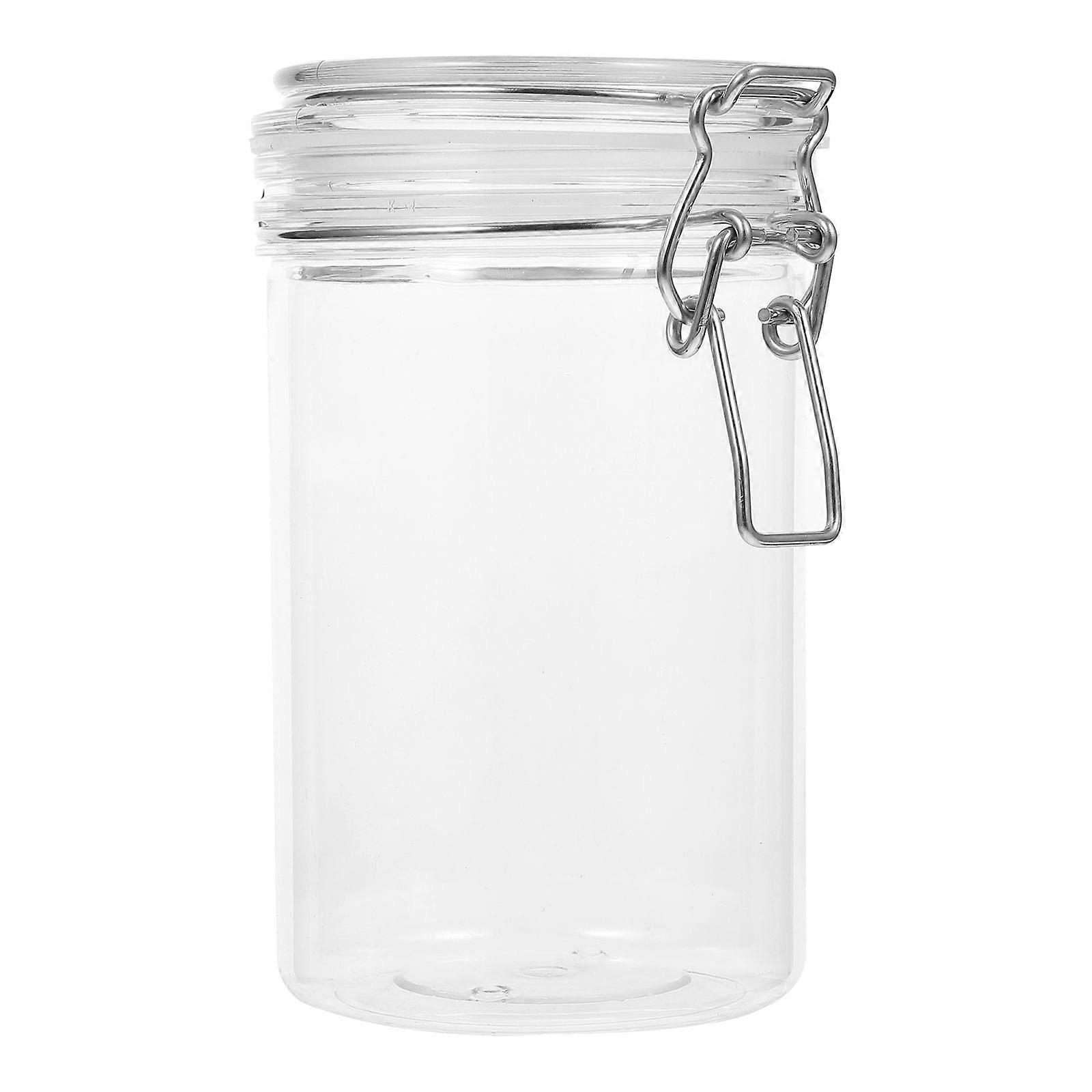 750ml Plastic Canister with Locking Clamp Grain Storage Jar for Tea, Sugar, Coffee Bean