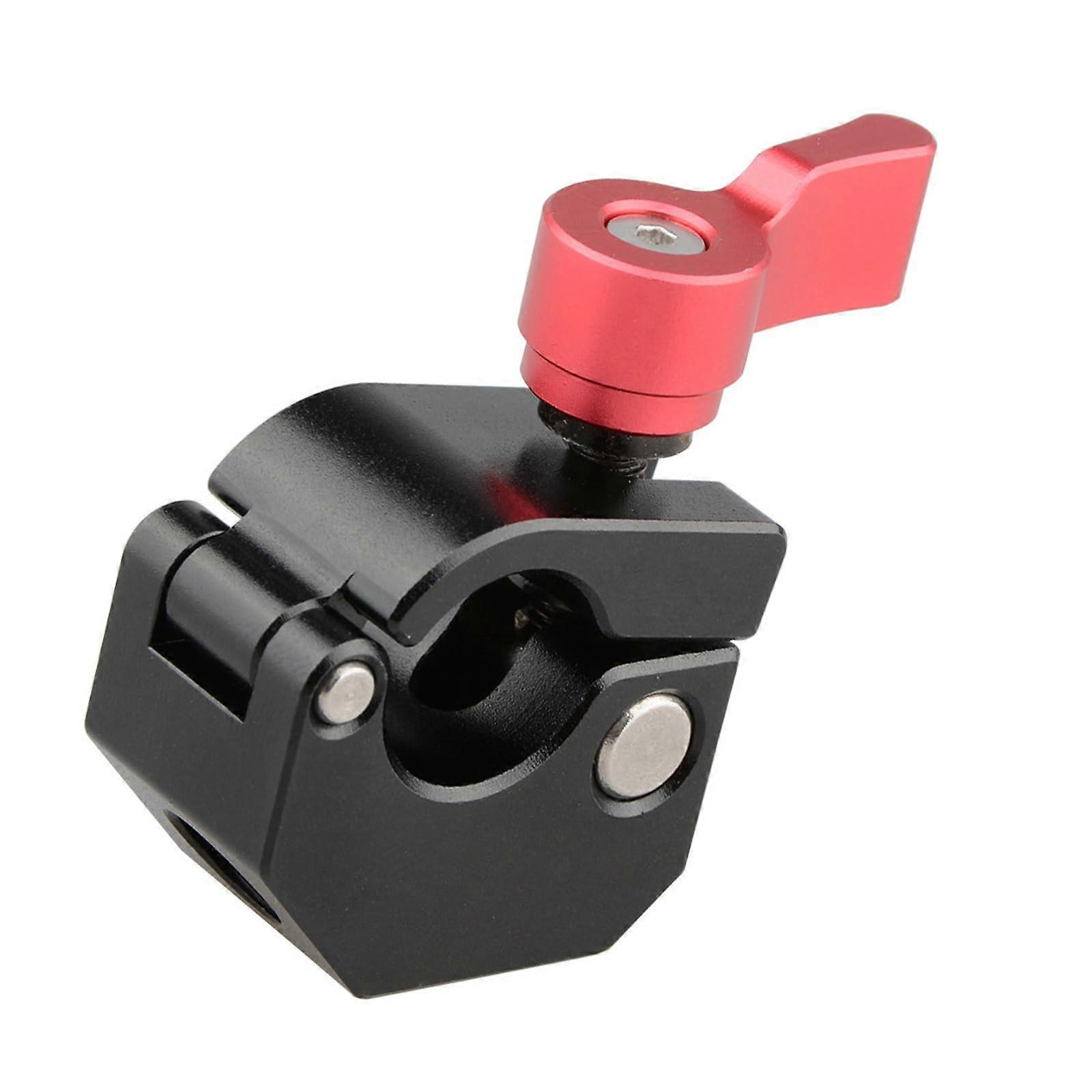 A single 15mm rod clamp adapter with 1/4'20 and 3/8'16 screws for DSLR cameras, monitors, microphone accessories, and monitors.