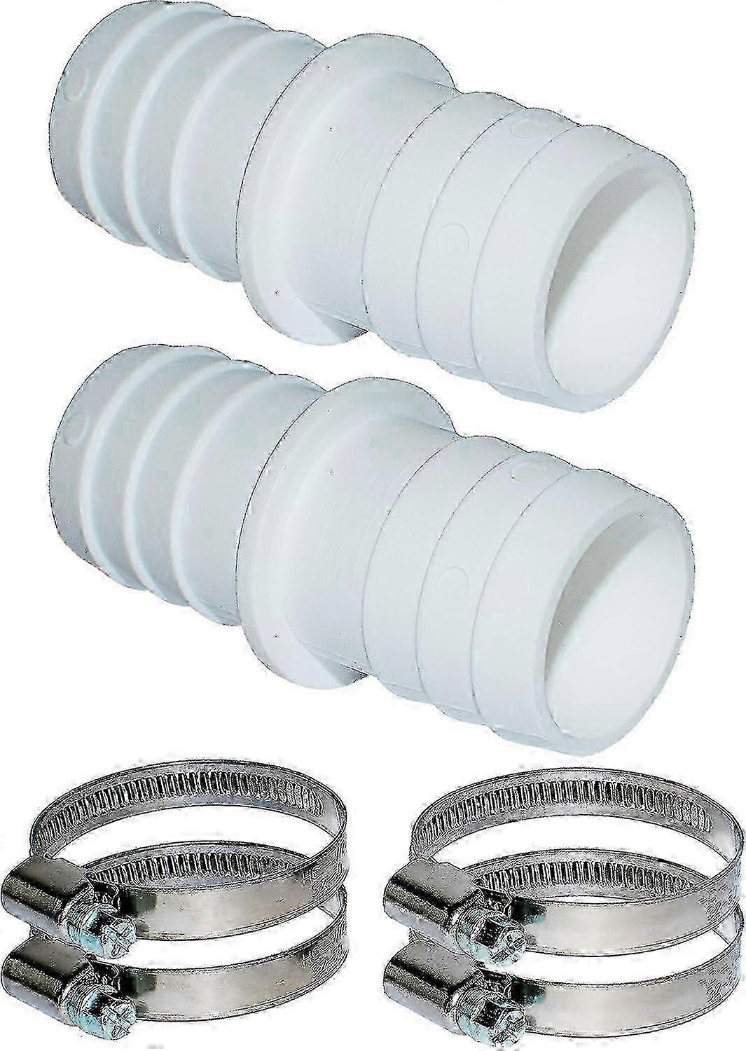 2 عبوة موصل خرطوم حمام السباحة بقطر 32 مم - مقبس مزدوج متين مع 1 1/4 مشابك خرطوم لسهولة التركيب