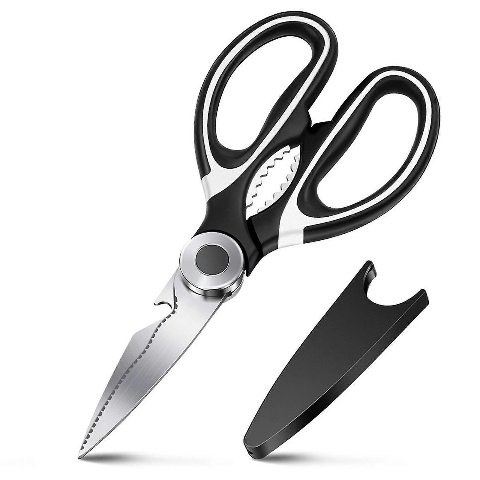 Kitchen Scissors, Kitchen Scissors, Cooking Scissors, Fish and Meat Scissors, Super Sharp Stainless Steel Multifunction Scissors (Black)