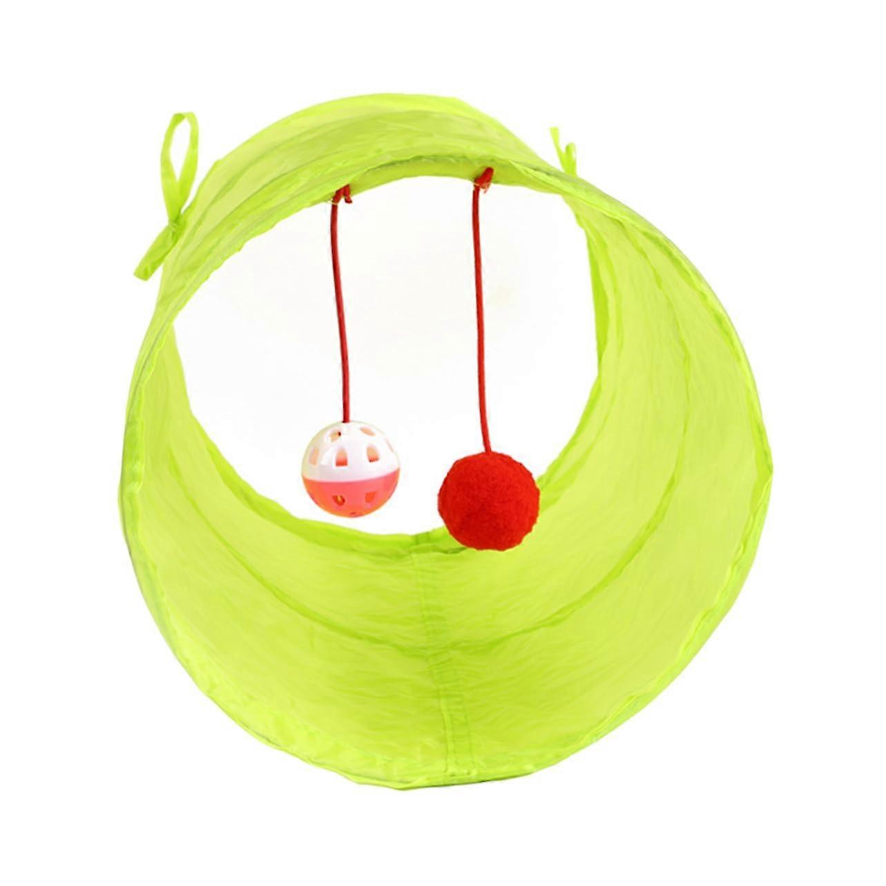 Foldable Cat Tunnel Made of Noise Paper, Portable for Cats and Kittens, Interactive Cat Toy, Fluorescent Green, for Indoor Entertainment