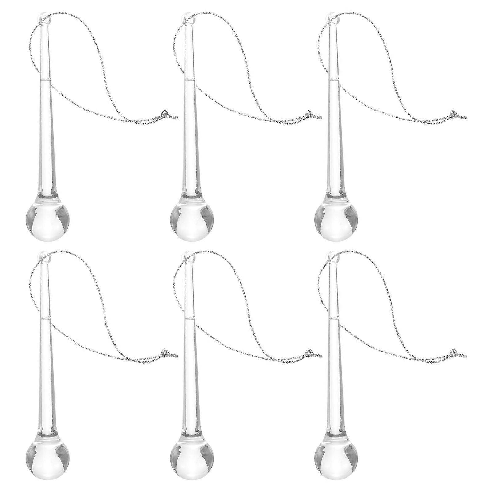 6pcs Transparent Teardrop Ice Pendant Ornaments for Christmas Tree, Window & Party Decoration – Festive Xmas Baubles