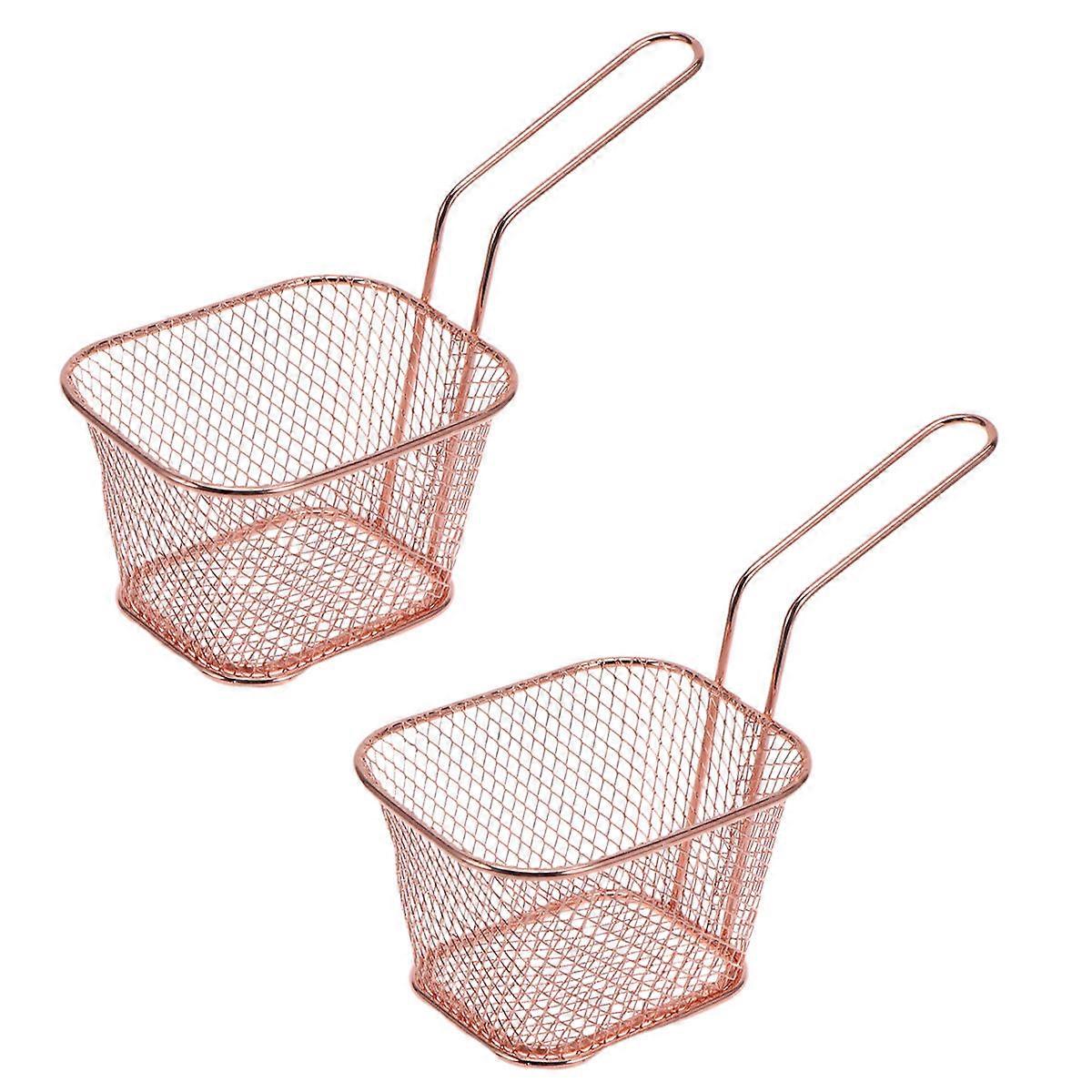 Kitchen Food Strainer Basket Metal Mesh Strainer Deep Frying Home Users 2Pcs