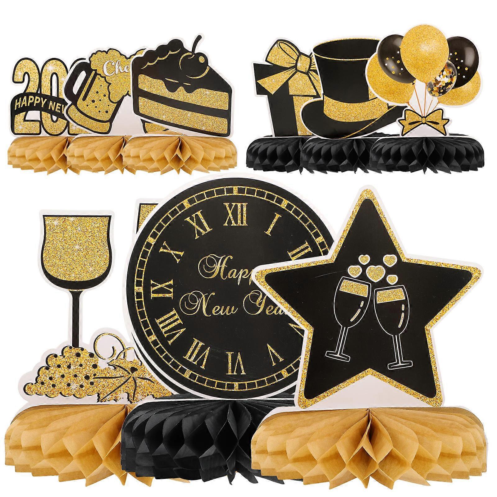 Honeycomb Decorative Paper Prop for New Year Party 9Pcs Assorted