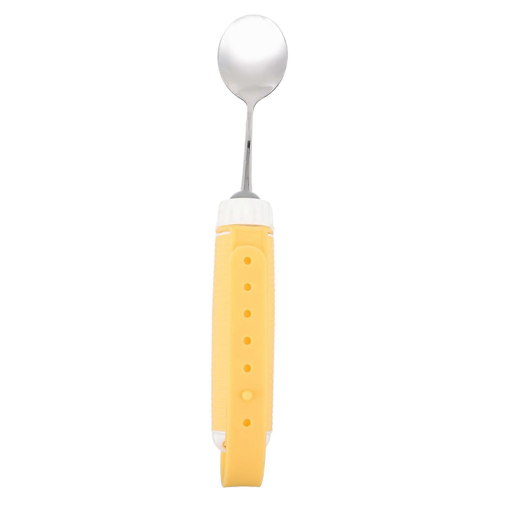 Folding Non-Slip Spoon for Seniors - Ergonomic Cutlery for Limited Hand Function, Easy Rehabilitation Use, Yellow