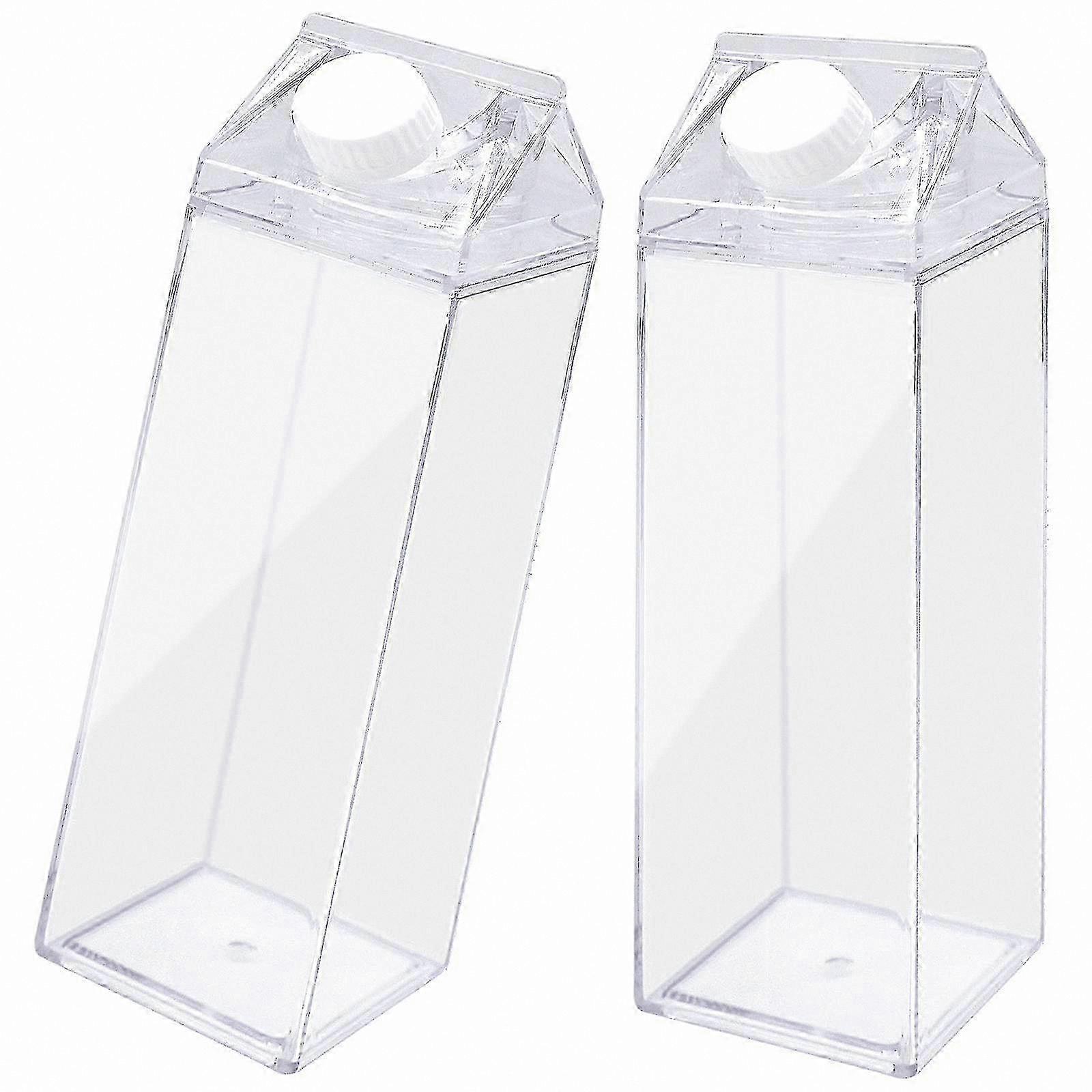 2-Pack Clear Juice Bottles with Decorative Stickers, 1000ml Capacity for Drinks, Water, and More