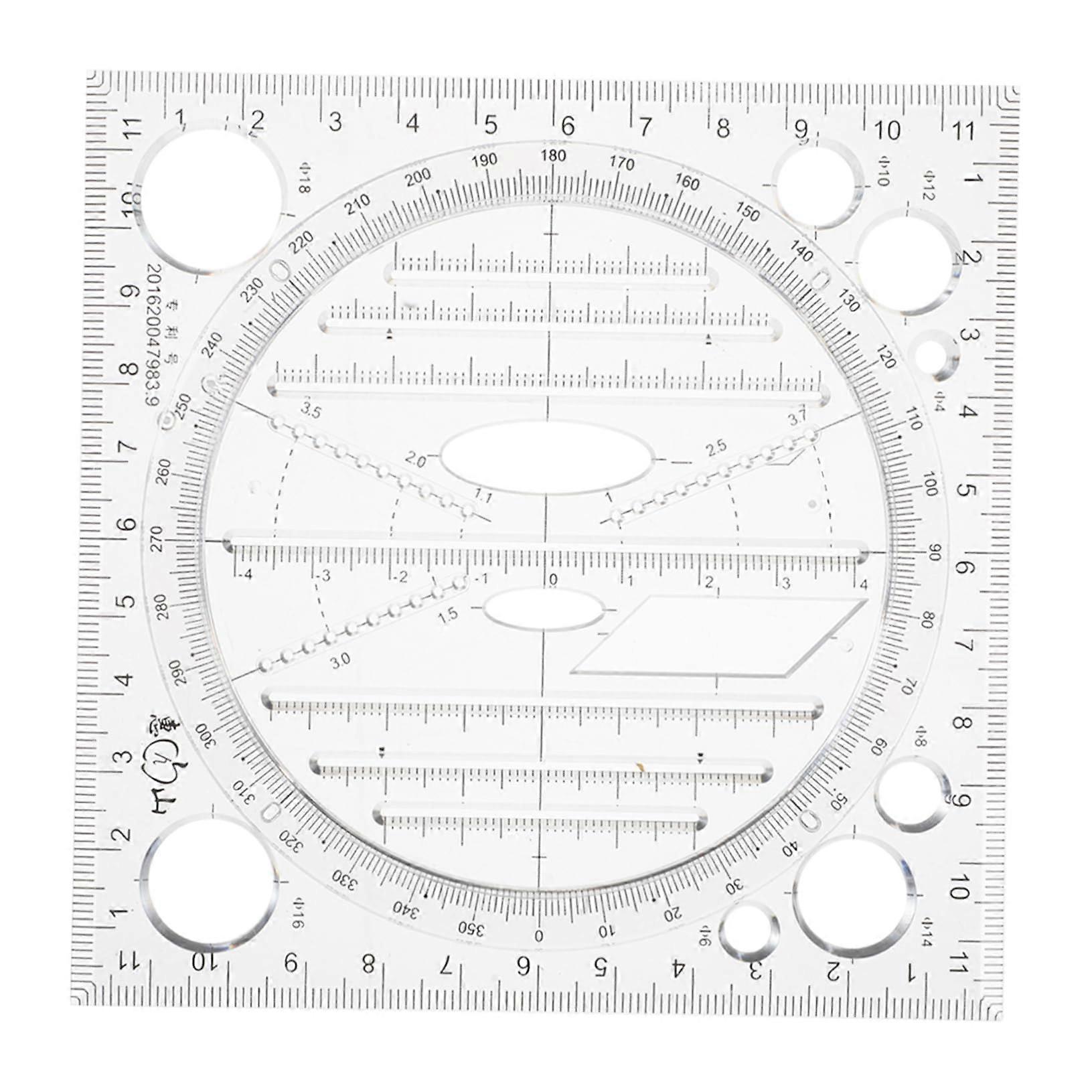 Precise circle drawing ruler for architecture and compact ergonomic design for students and engineers, transparent.