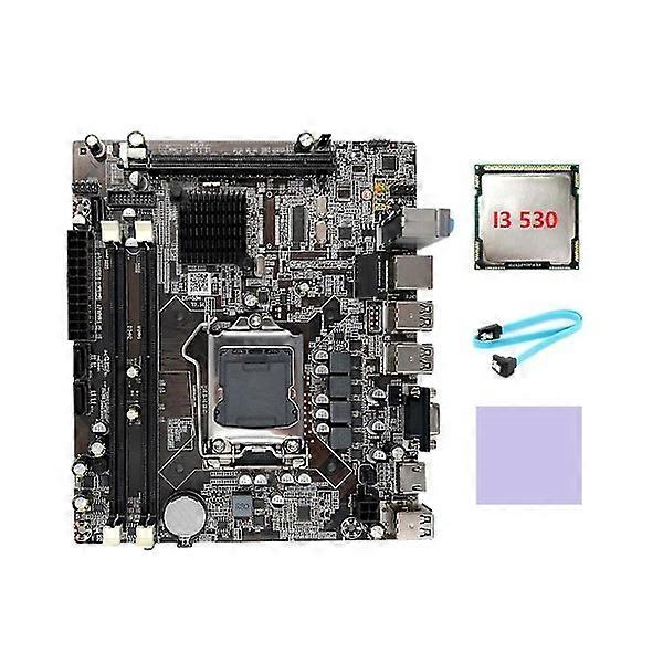 H55 Motherboard LGA1156 Supports I3 530 I5 760 Series CPU DDR3 Memory Motherboard+i3 530 CPU+SATA C