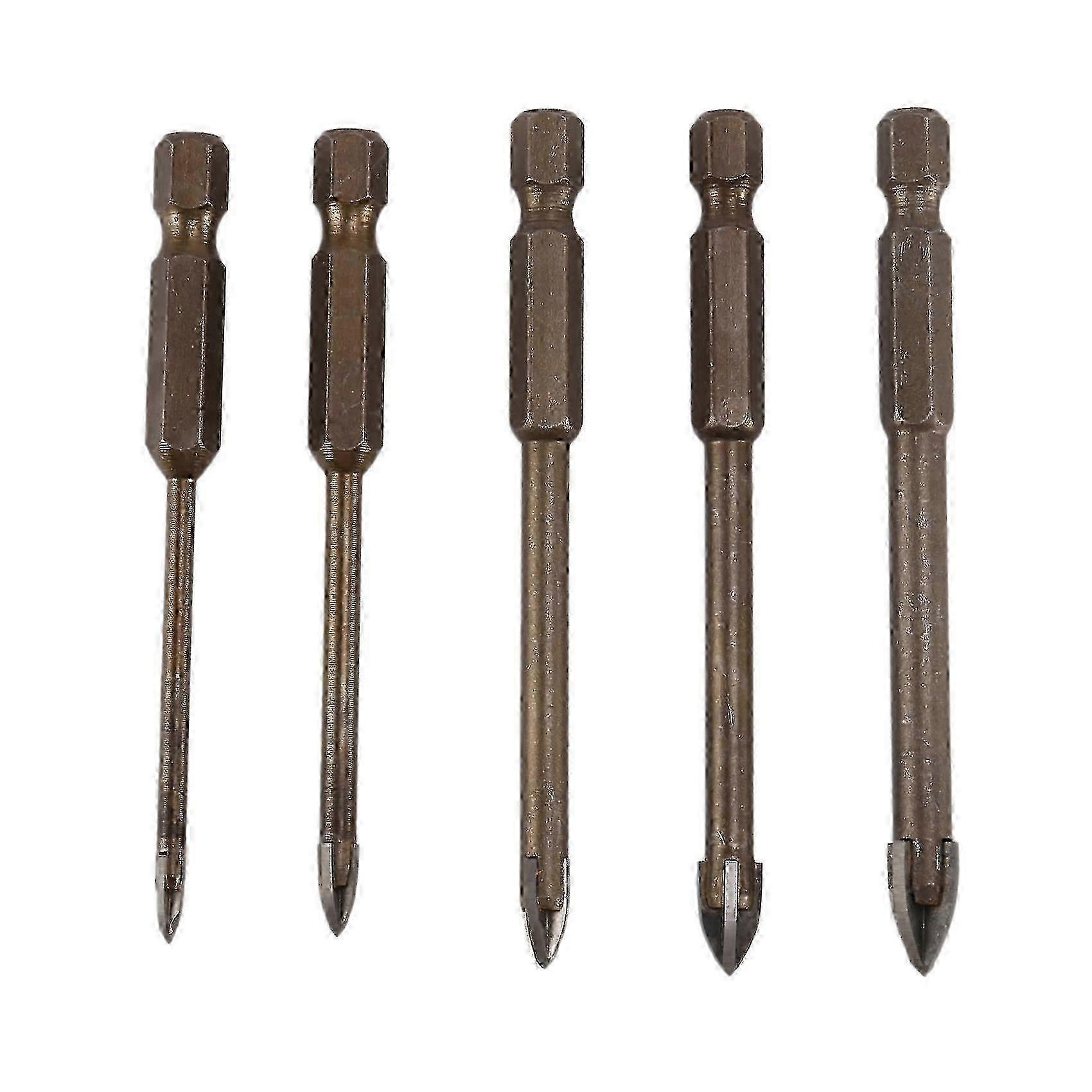 5 Pcs Efficient Universal Drilling Tool, Multifunctional Triple-Cornered Cross Alloy Drill Bit Set