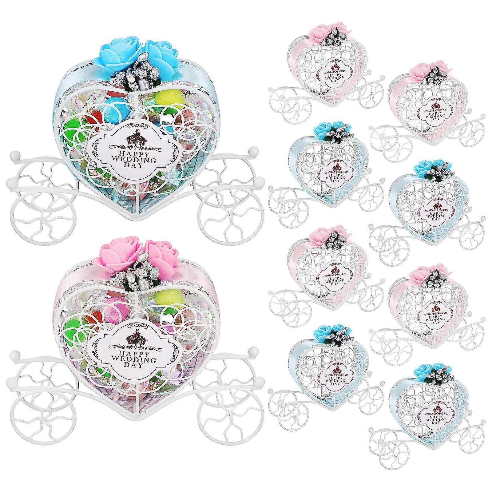 Heart Shaped Carriage Candy Boxes 10 Pcs Romantic Iron Storage Containers for Weddings, Showers & Birthday Parties Fill With Treats for Guests