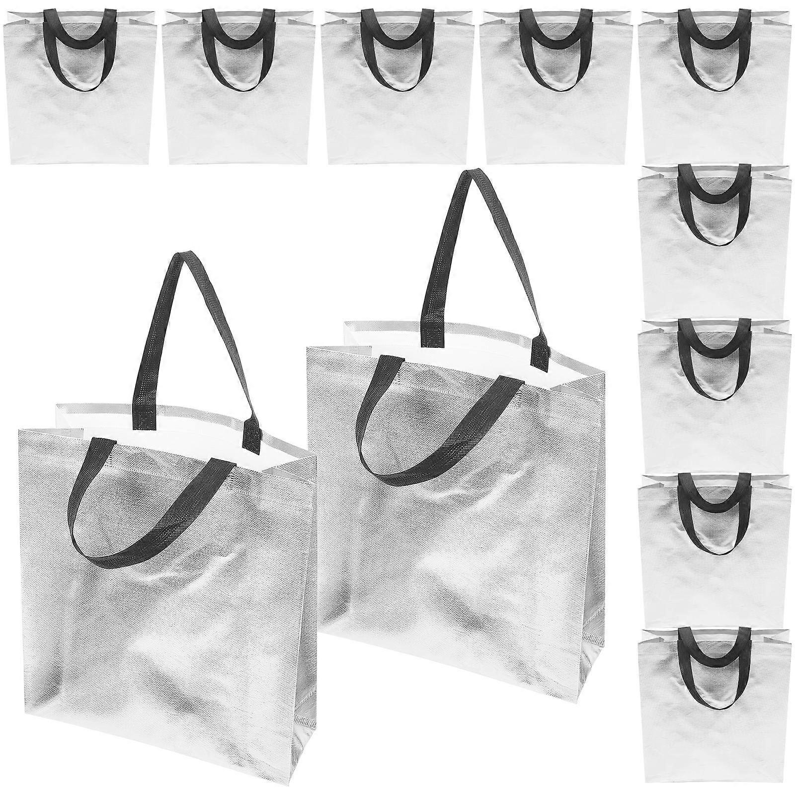 12 Pack Reusable Non Woven Tote Bags, Versatile Handheld Bags for Groceries, Party Favors, Bulk Packing, Random Color Selection