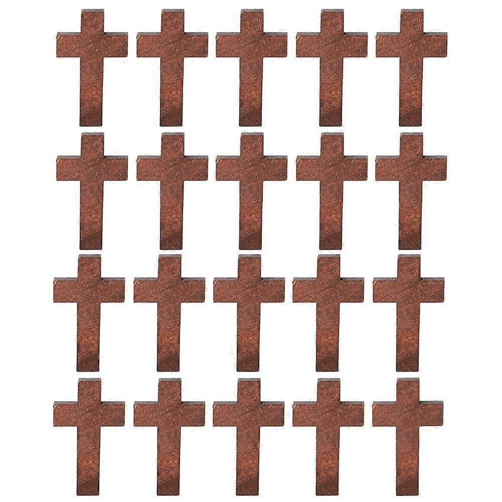 20pcs Crucifix Shape Wooden Art Craft Decoration for Catholic Christian Jesus (Coffee)
