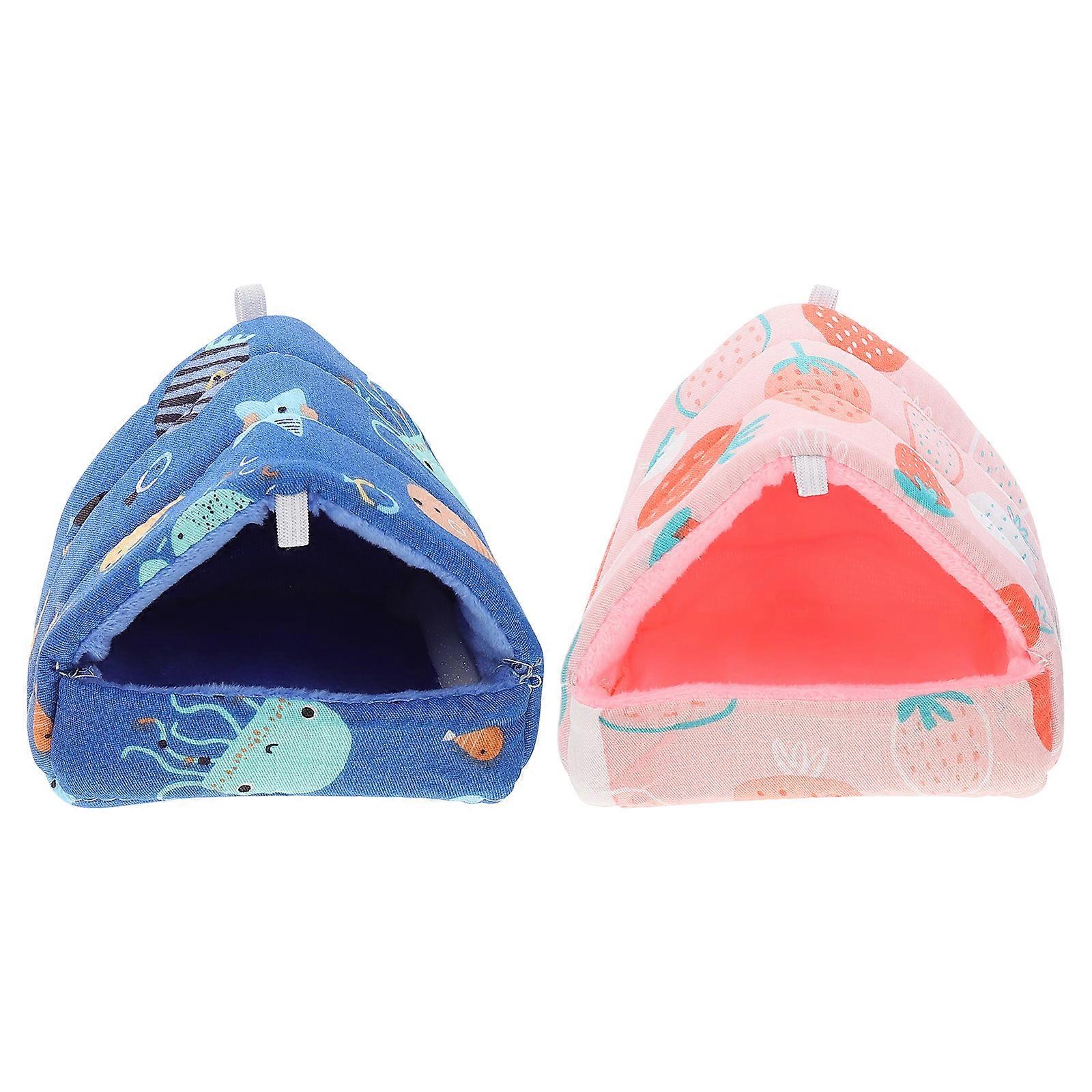 Hamster Houses Mini Pet Nests Shelter Sleeping Area Living Environment Assorted Color 8X8X9CM Cotton 2Pcs