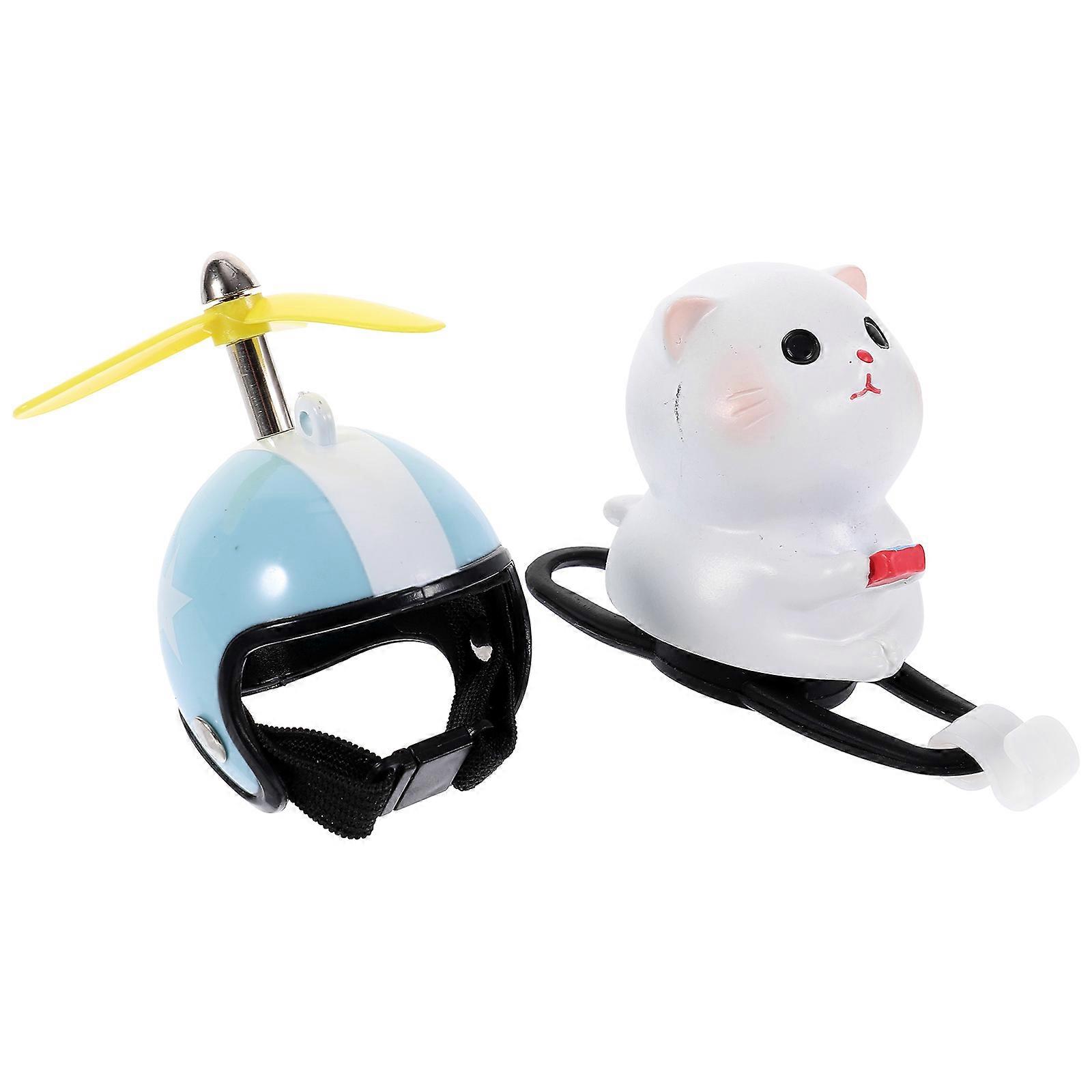 Cat Bike Bell With Light Propeller Cute Cat Hamster Bicycle Horn Dashboard Decoration For Car Motorcycle Ring Bells Dashboard