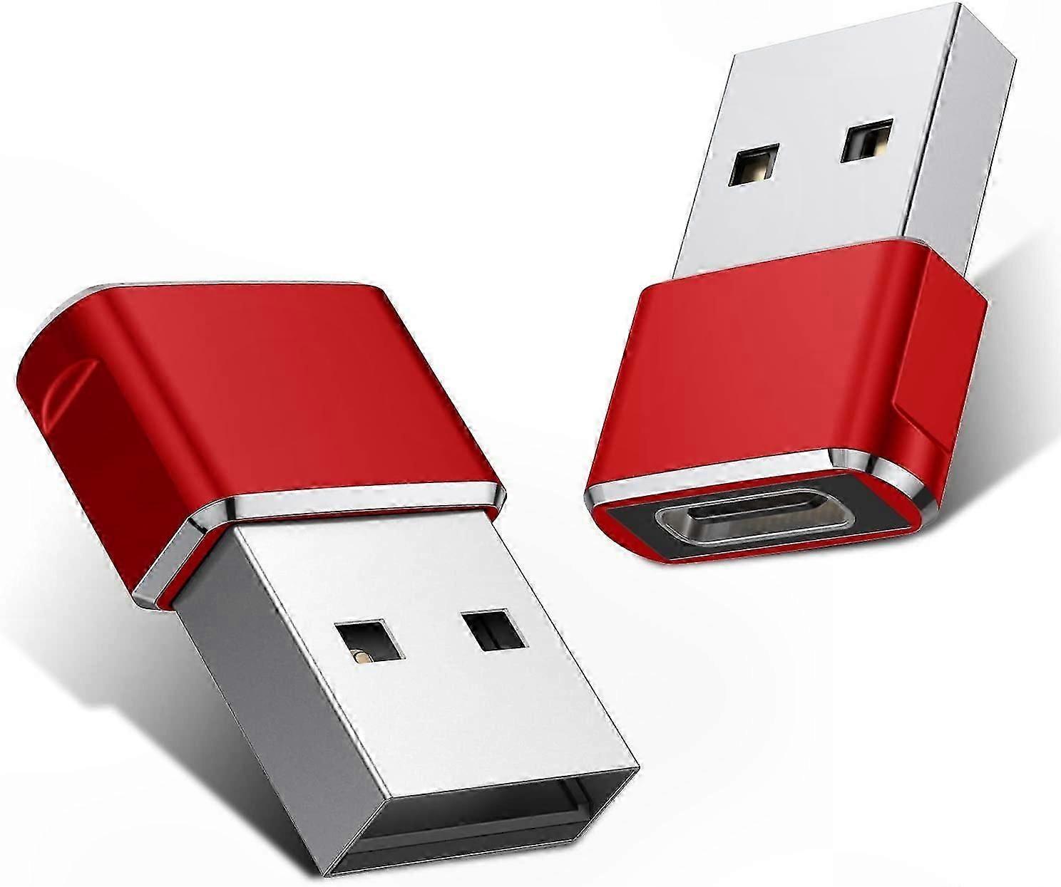 2-Pack USB to Type-C Adapter, Aluminum Alloy Mini Connector for USB Male to Type-C Female Conversion