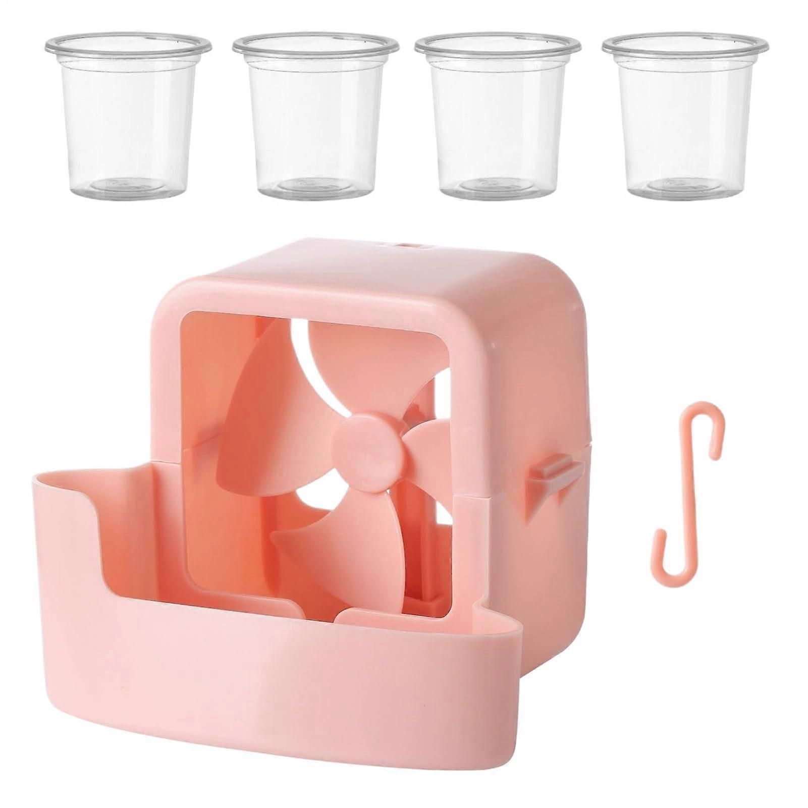 Fan Mist Cooling Adapter for Floor Fans, Portable Ice Box Attachment, 11 x 9 x 9 cm, Pink Cooler for Festivals and Balconies