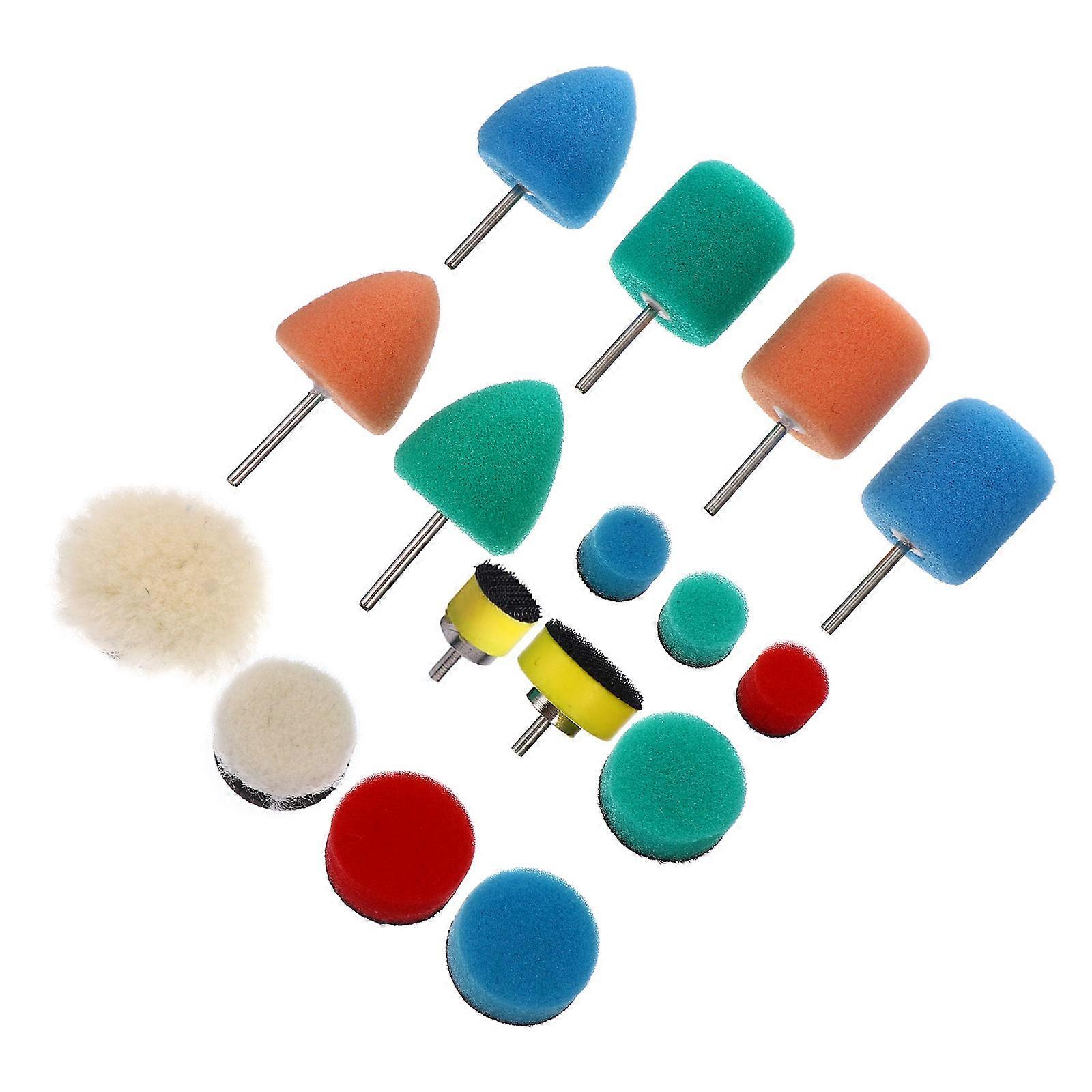 Car Polishing Sponge Pads Kit 16pcs for Buffing and Waxing with Sponge Mat Assorted Color