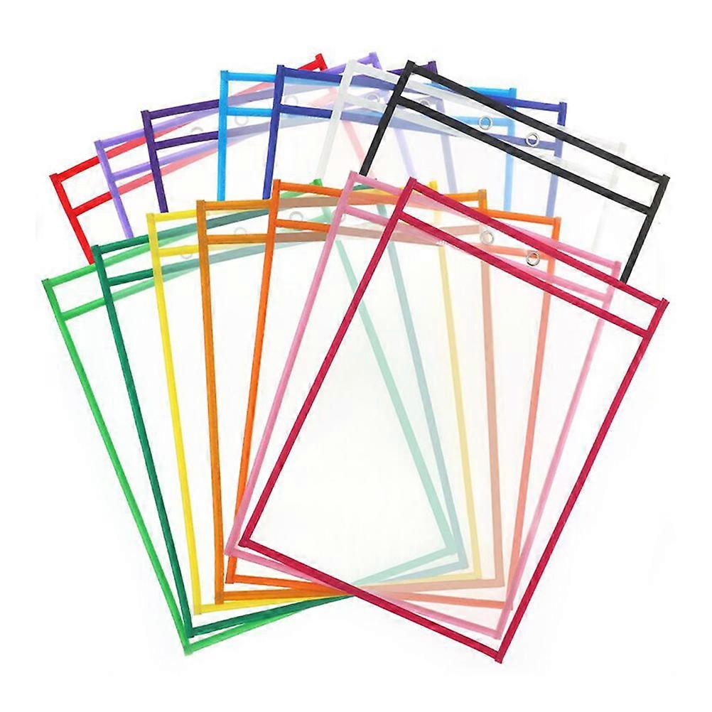 Clear Plastic Document Envelope 10Pack Waterproof Reusable Dry Erase File Pockets for School Office Adults
