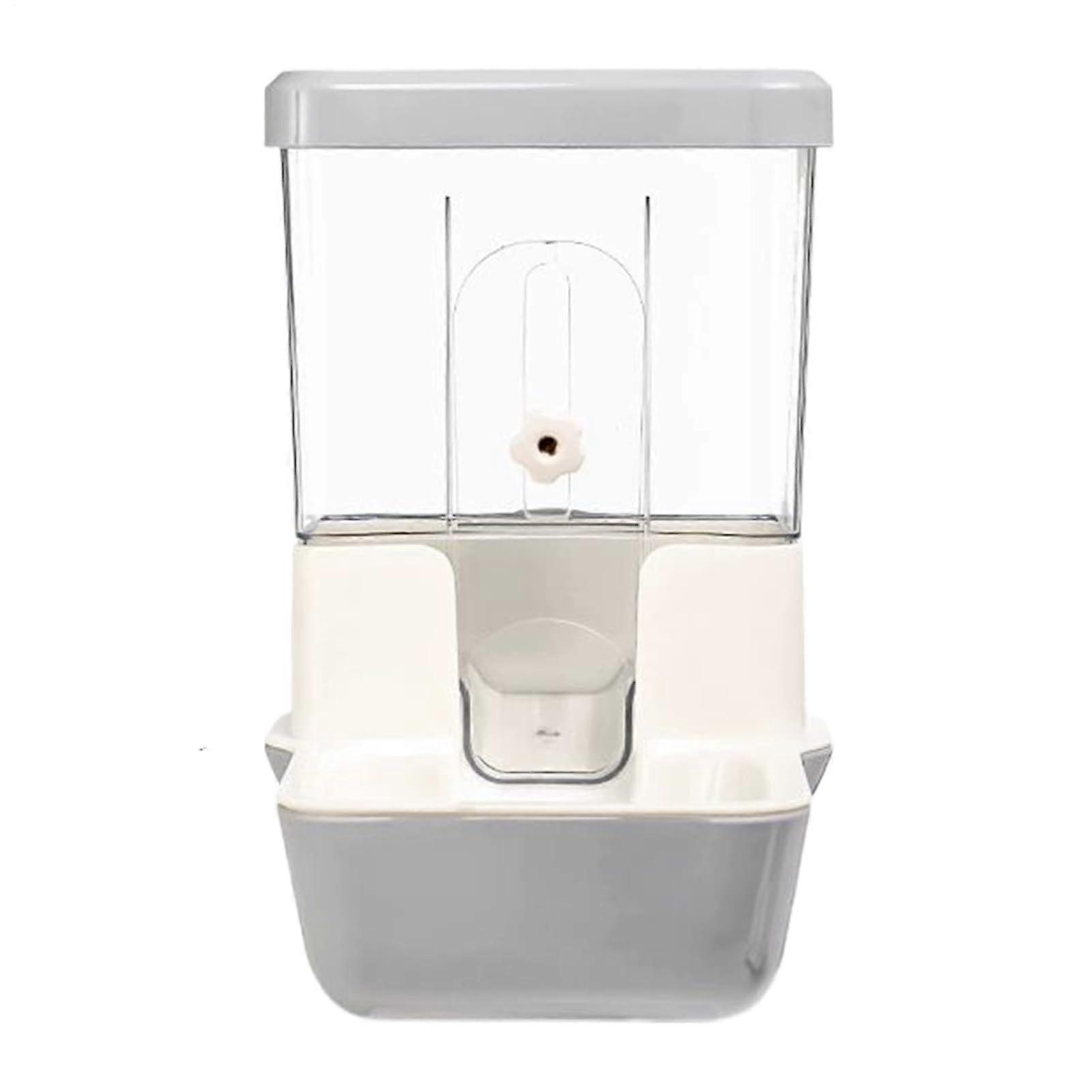 Automatic Chinchilla Food Bowl, Large Capacity Storage Container with Bowl for Pets, Gray