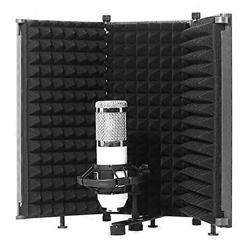 Foldable Microphone Isolation Shield With Threaded Mic Mount, High-Density Foam Front, Ventilated Metal Back Plate
