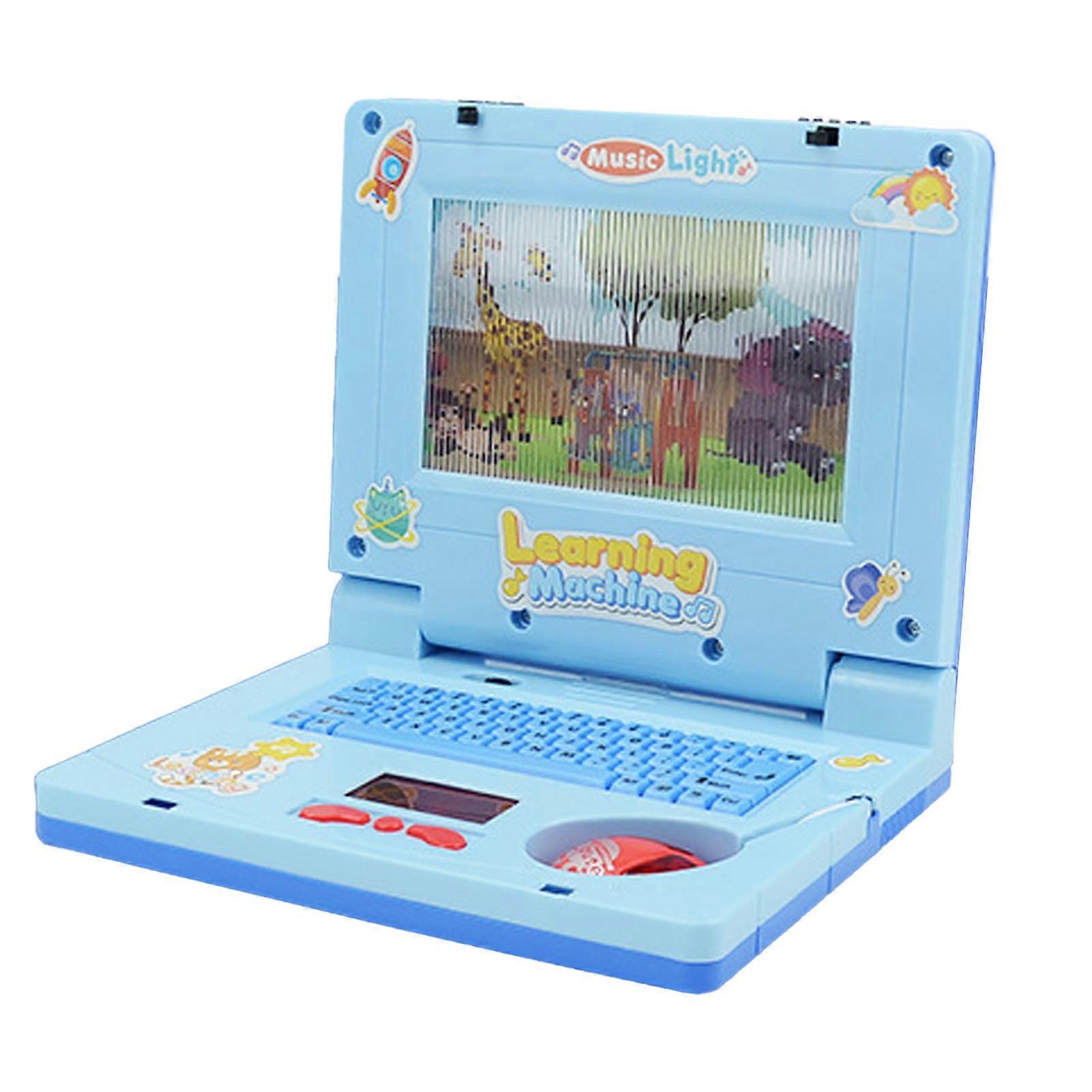 Kids Laptop Sound Music High Simulation Educational Learning Computer for Children English Blue