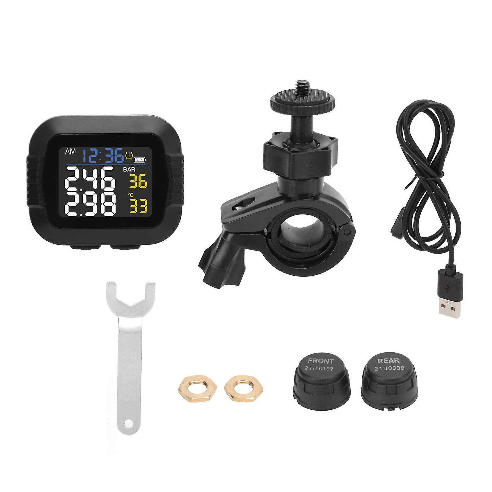 Waterproof motorcycle tyre pressure monitoring system with 2 sensors