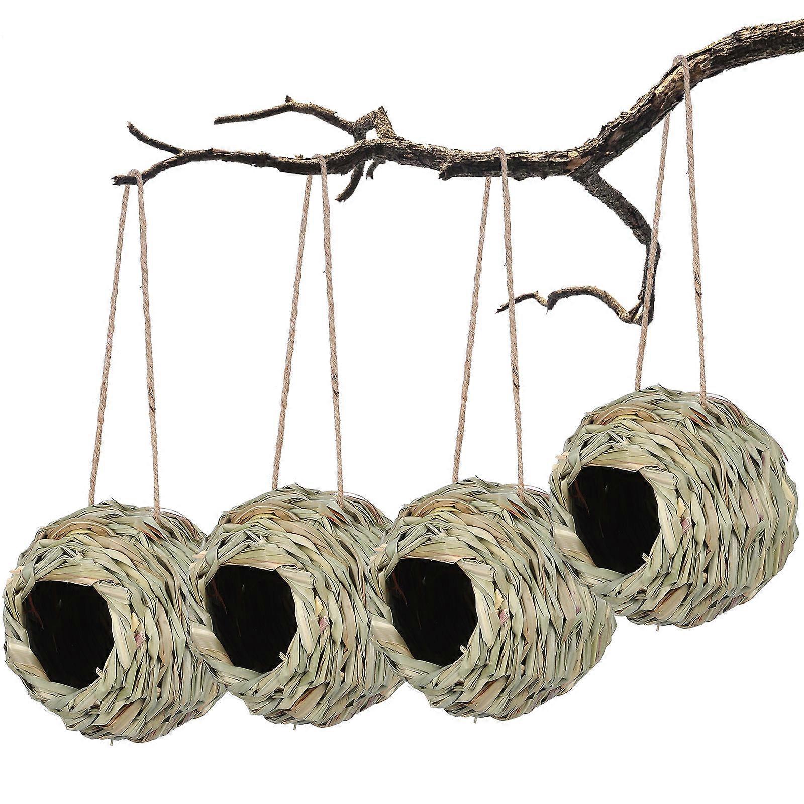 4 Pcs Hanging Hummingbird Nests Woven Bird House Resting Nest for Parrot Nest and Hanging Birdcage