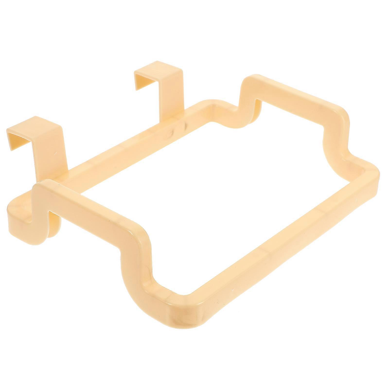 Beige Plastic Trash Bag Holder Removable Bracket for Kitchen Cabinet Door Fits Thickness Under 2cm