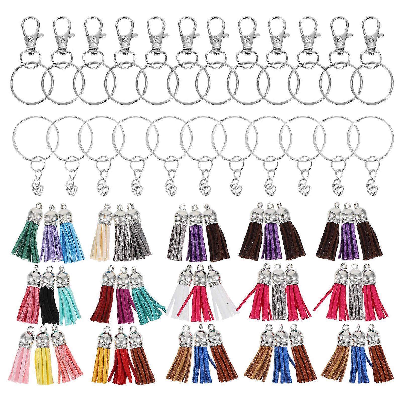 Stainless Steel Keychain Materials Kit with Assorted Color Tassels for DIY Projects and Decor 1 Set