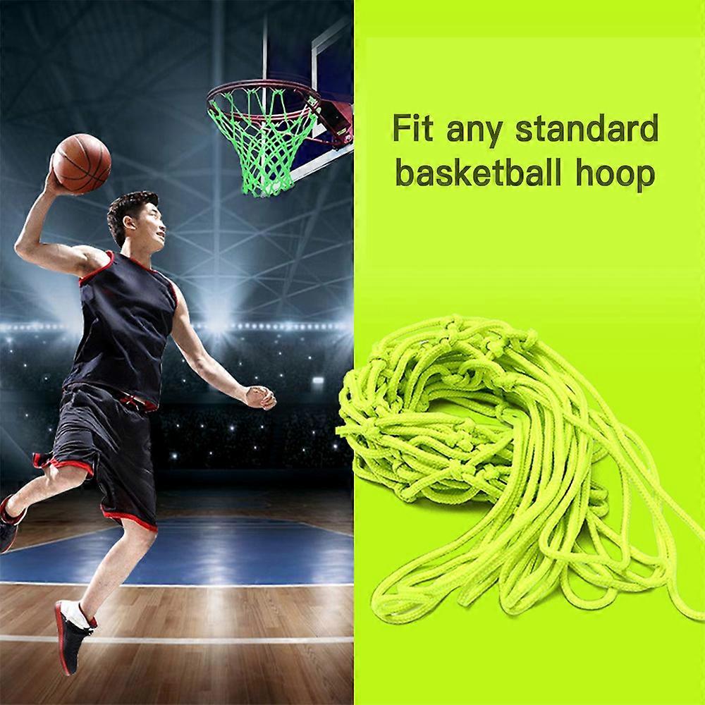 Nightlight Basketball Net Nylon Hoop Rim 12 Loops Standard Size Glowing Basketball Net Sun Powered