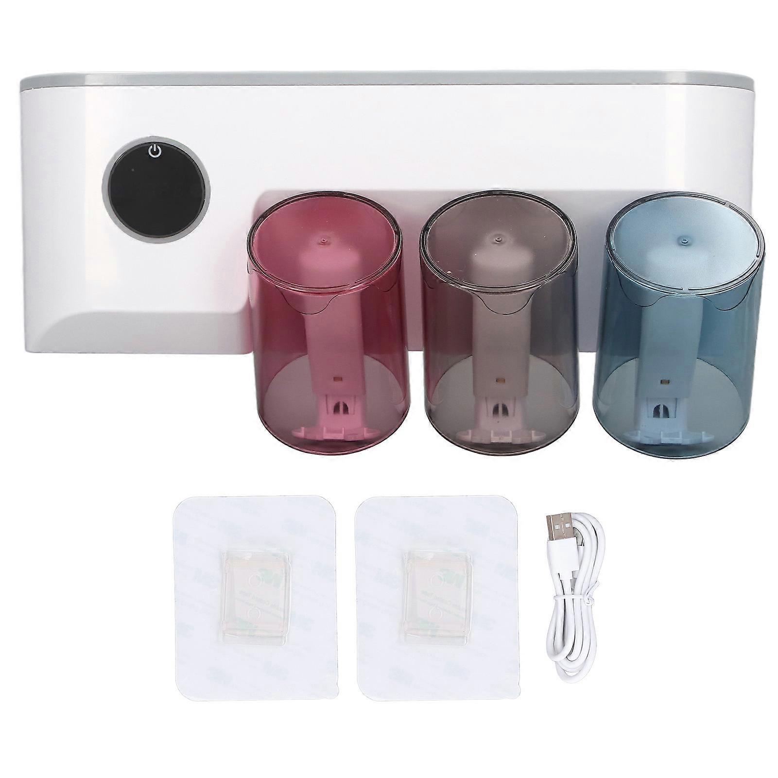 UV Toothbrush Sanitizer with Timer & Adjustable Temperature, Includes USB Cable and Bathroom Stickers