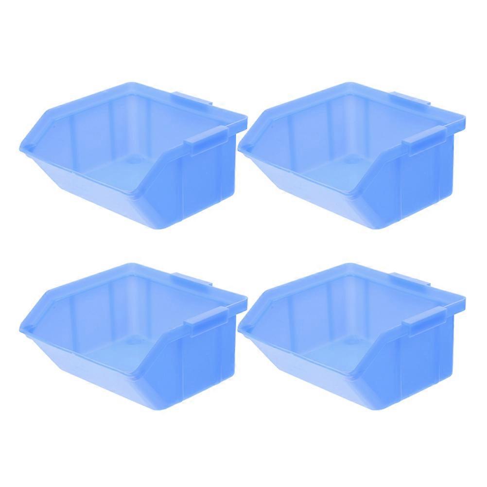 Blue Plastic Storage Bins for Tools and Snacks 4pcs Easy to Store Various Items