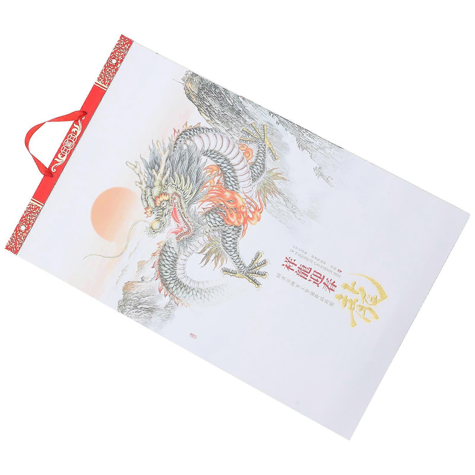 Chinese Calendar Year of Dragon Wall Calendar 2024 For Office Use Rectangular Paper 1Pack